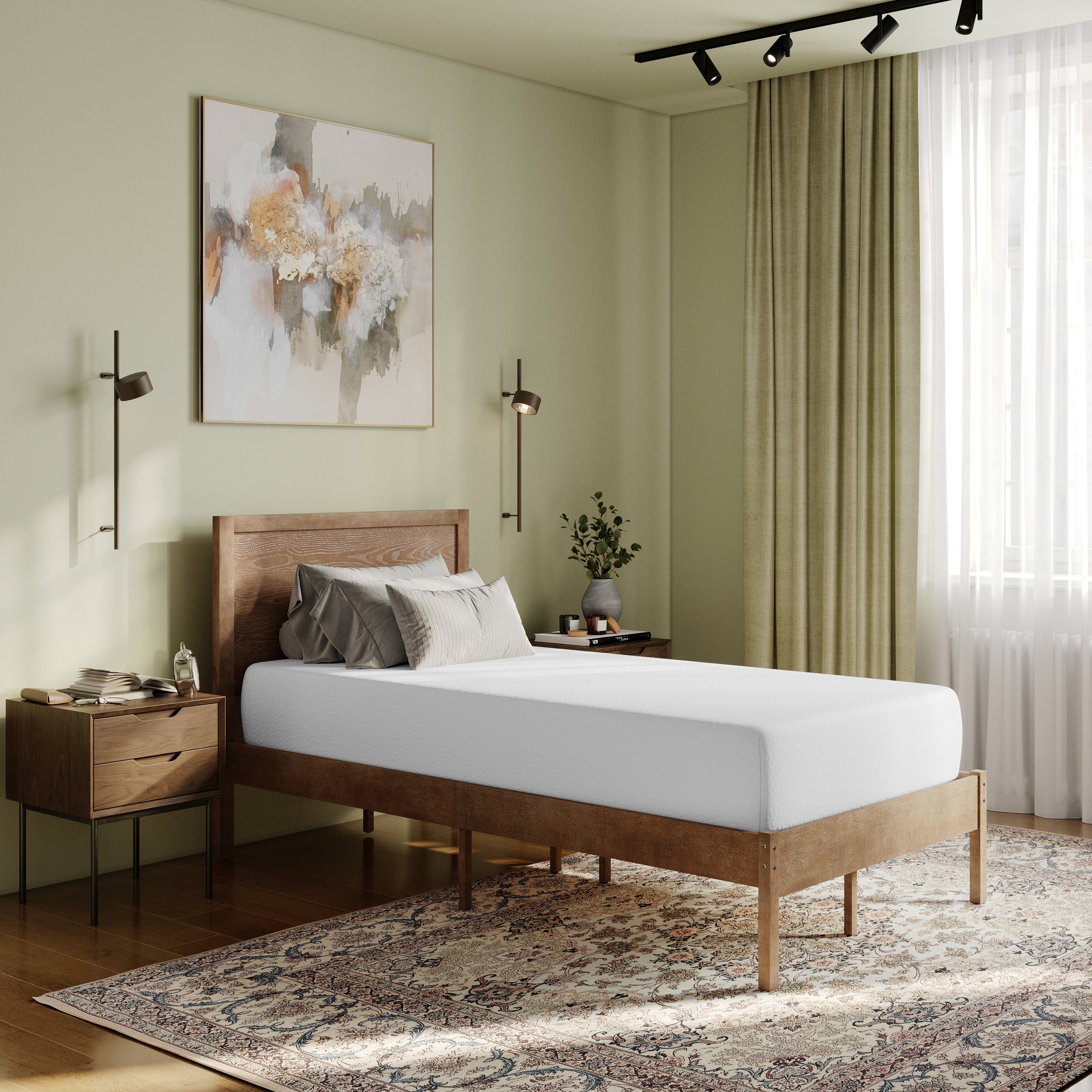 Cloud Green Tea Cooling Gel 4-Layer Memory Foam Mattress in a Box with CertiPUR-US Certification, Washable Cover, and Pressure Relief