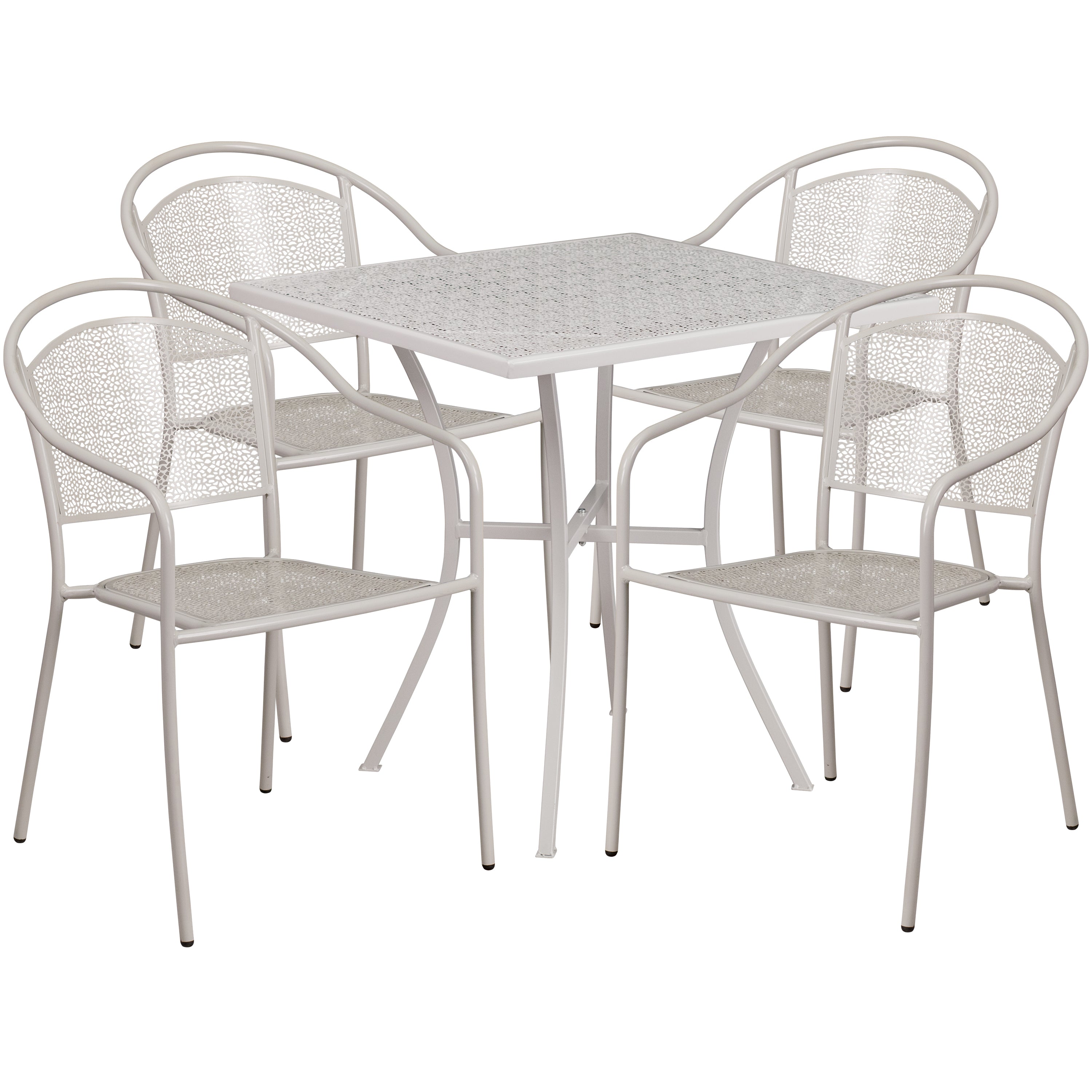 Oia Commercial Grade 28" Square Indoor-Outdoor Steel Patio Table Set with 4 Round Back Chairs-Indoor/Outdoor Dining Sets-Flash Furniture-Wall2Wall Furnishings