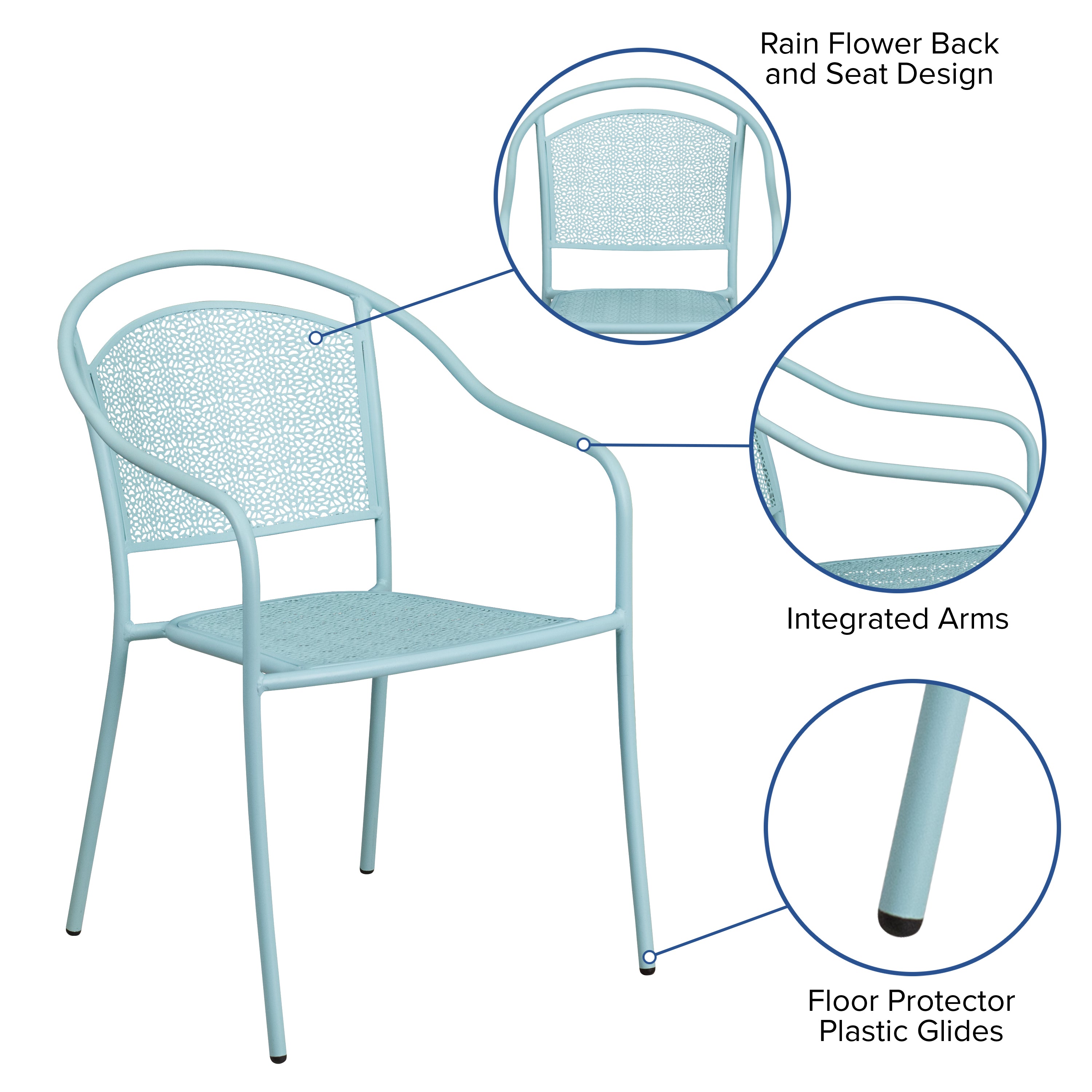 Oia Commercial Grade Indoor-Outdoor Steel Patio Arm Chair with Round Back-Indoor/Outdoor Chairs-Flash Furniture-Wall2Wall Furnishings
