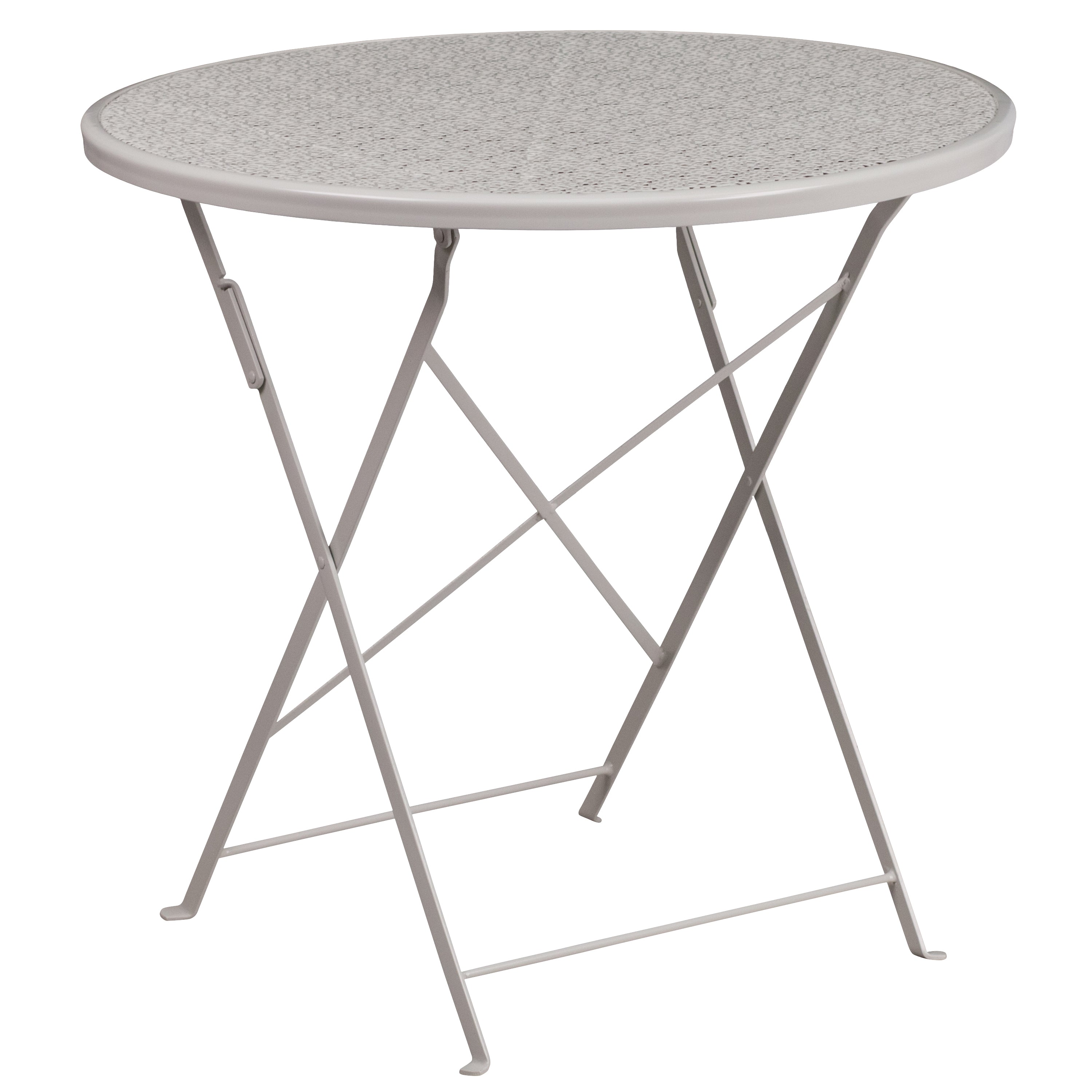 Oia Commercial Grade 30" Round Indoor-Outdoor Steel Folding Patio Table Set with 2 Square Back Chairs-Indoor/Outdoor Dining Sets-Flash Furniture-Wall2Wall Furnishings