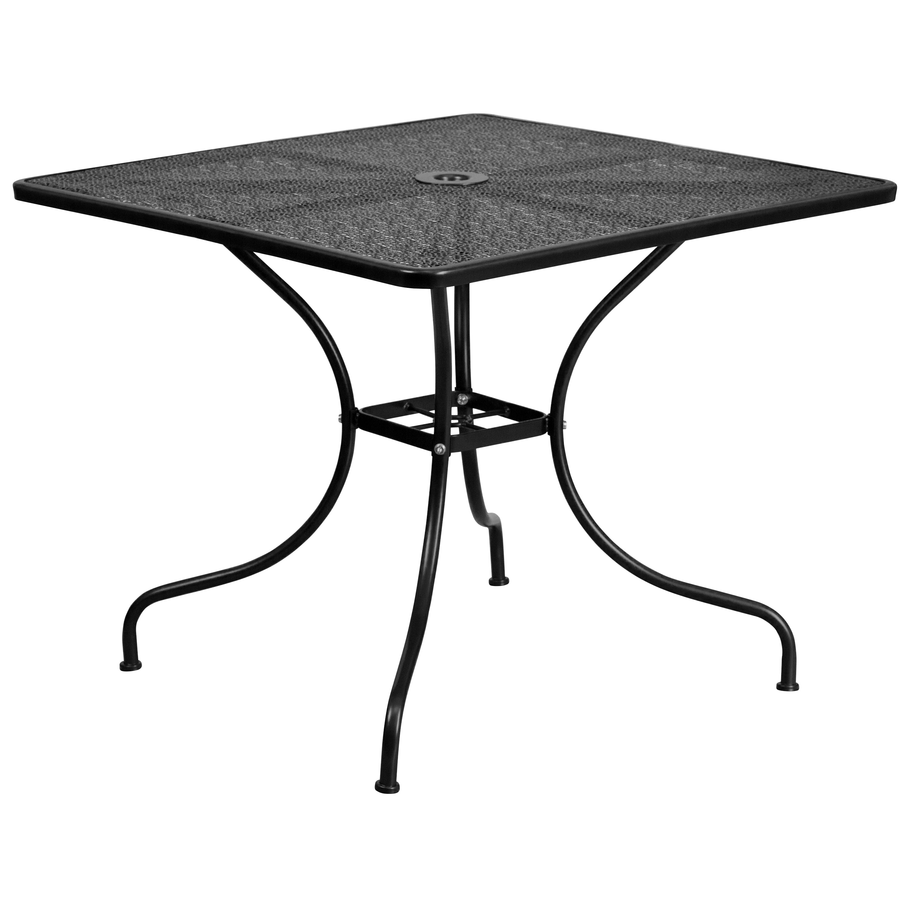 Oia Commercial Grade 35.5" Square Indoor-Outdoor Steel Patio Table Set with 2 Round Back Chairs-Indoor/Outdoor Dining Sets-Flash Furniture-Wall2Wall Furnishings