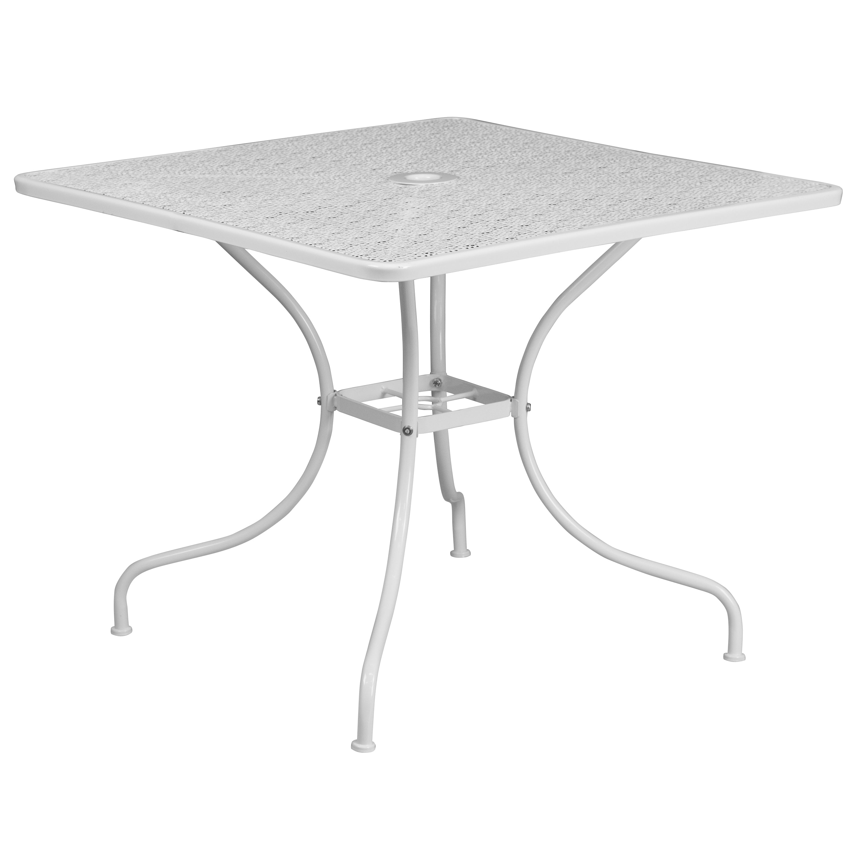 Oia Commercial Grade 35.5" Square Indoor-Outdoor Steel Patio Table Set with 2 Round Back Chairs-Indoor/Outdoor Dining Sets-Flash Furniture-Wall2Wall Furnishings