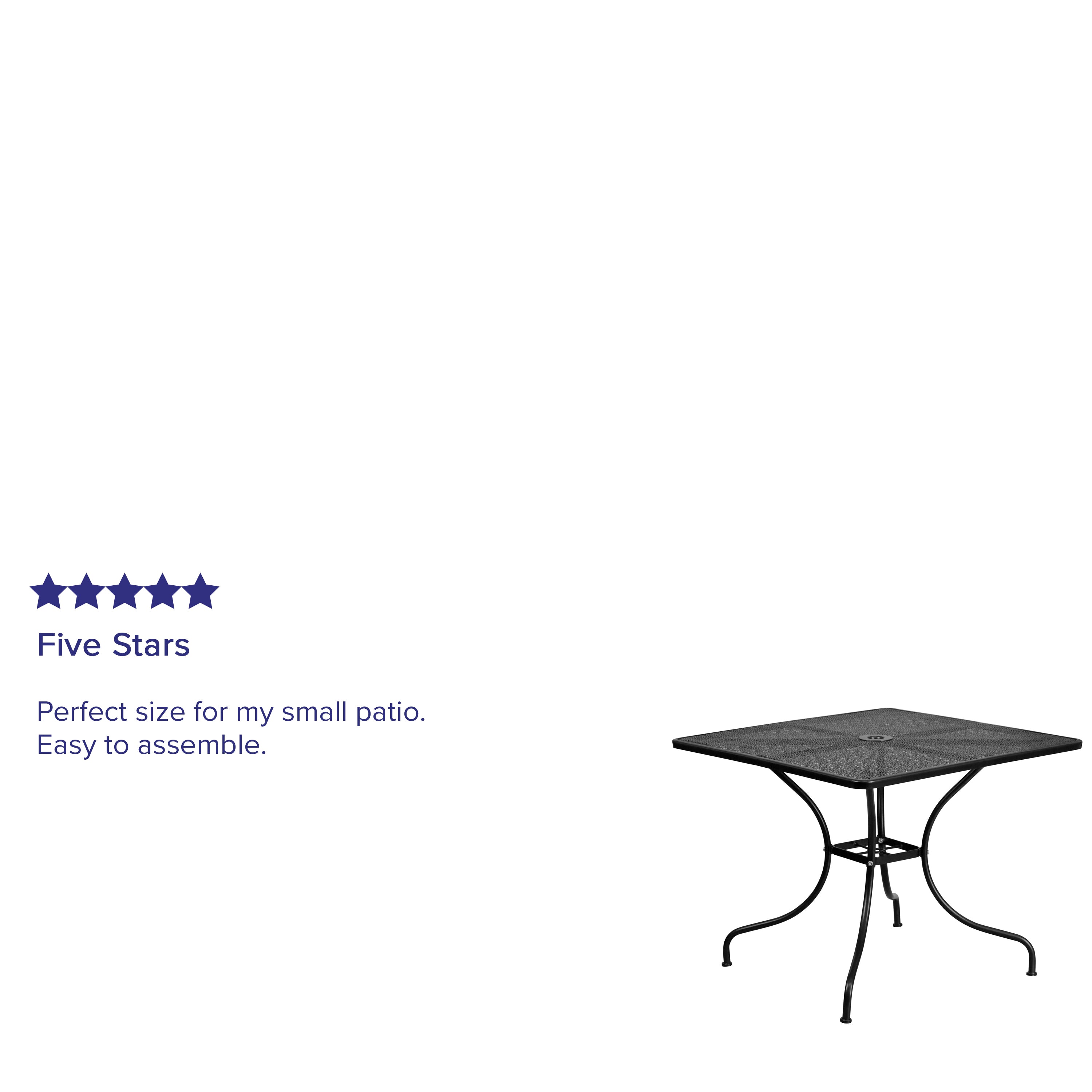 Oia Commercial Grade 35.5" Square Indoor-Outdoor Steel Patio Table with Umbrella Hole-Indoor/Outdoor Tables-Flash Furniture-Wall2Wall Furnishings