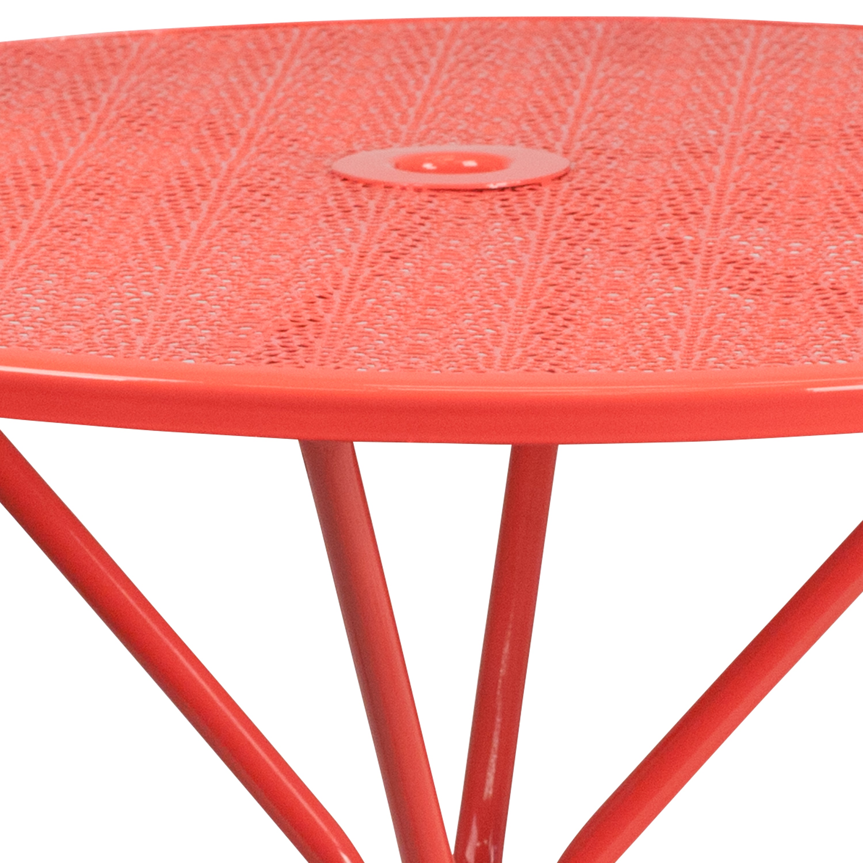 Oia Commercial Grade 35.25" Round Indoor-Outdoor Steel Patio Table with Umbrella Hole-Indoor/Outdoor Tables-Flash Furniture-Wall2Wall Furnishings