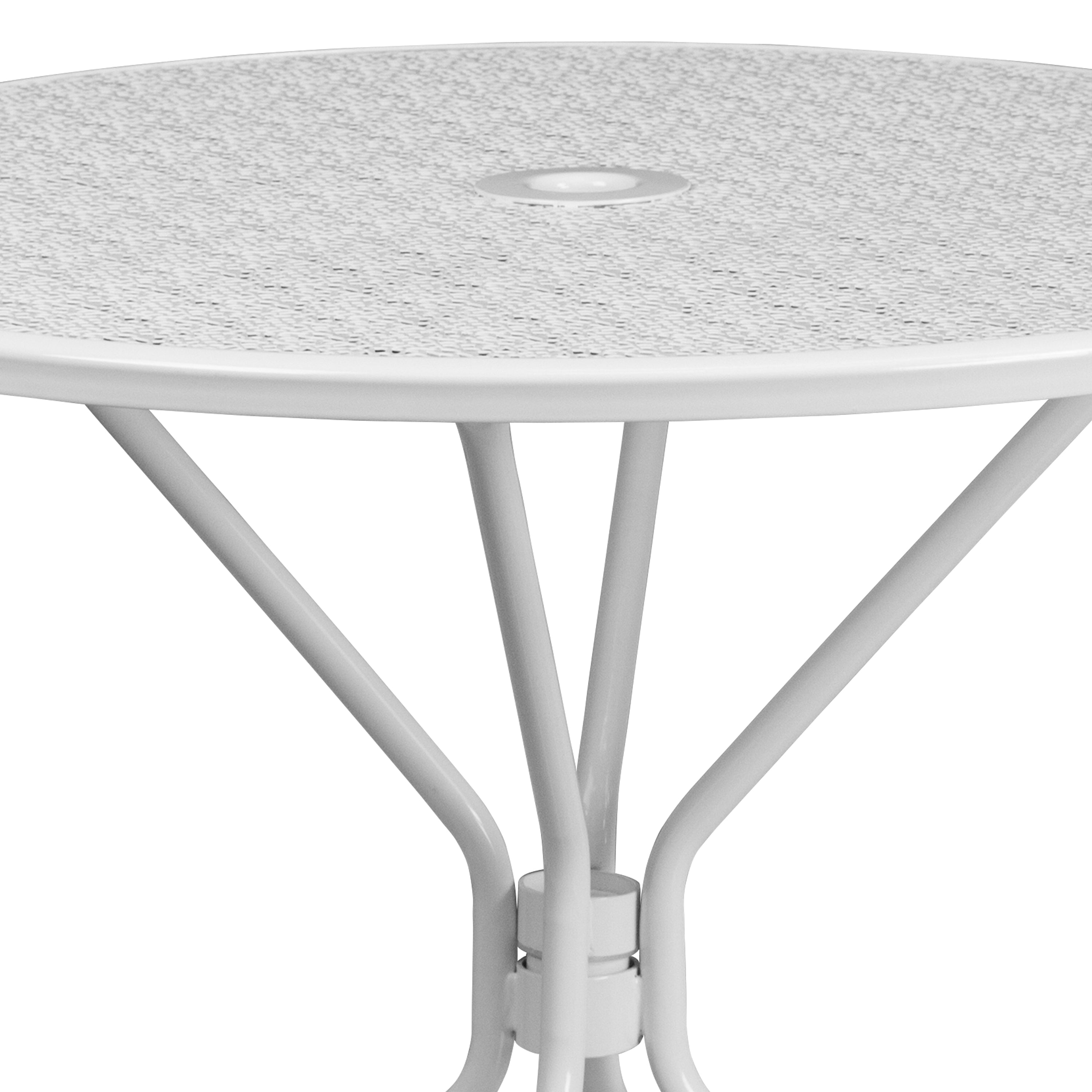 Oia Commercial Grade 35.25" Round Indoor-Outdoor Steel Patio Table with Umbrella Hole-Indoor/Outdoor Tables-Flash Furniture-Wall2Wall Furnishings