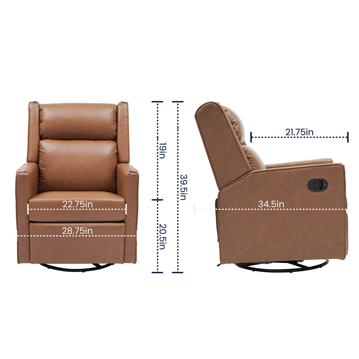 Cash Swivel Glider Rocker Manual Recliner Chair, 270 Degree Swivel, USB/USB-C Charging Ports, Perfect for Living Room or Nursery