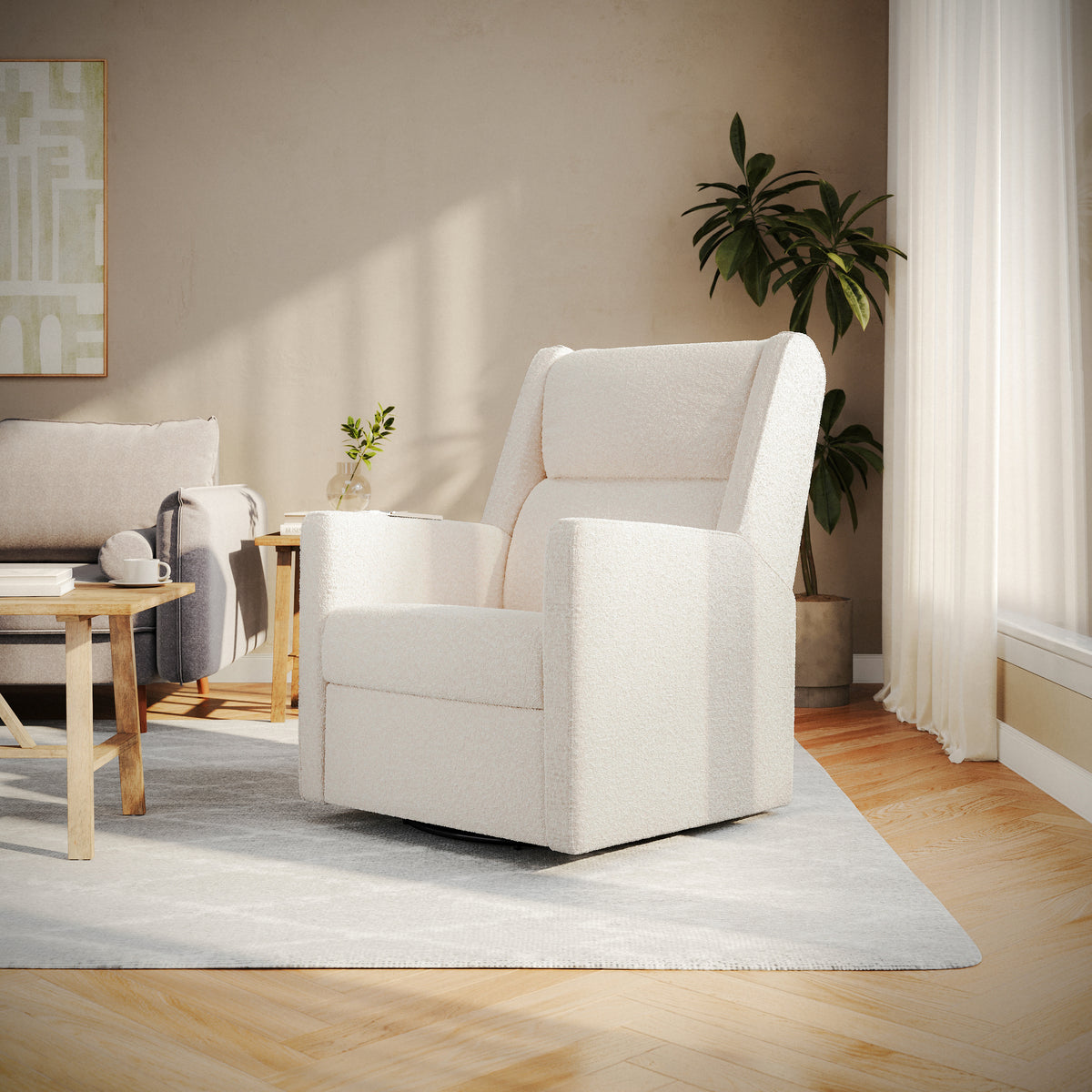 Cash Swivel Glider Rocker Manual Recliner Chair, 270 Degree Swivel, USB/USB-C Charging Ports, Perfect for Living Room or Nursery