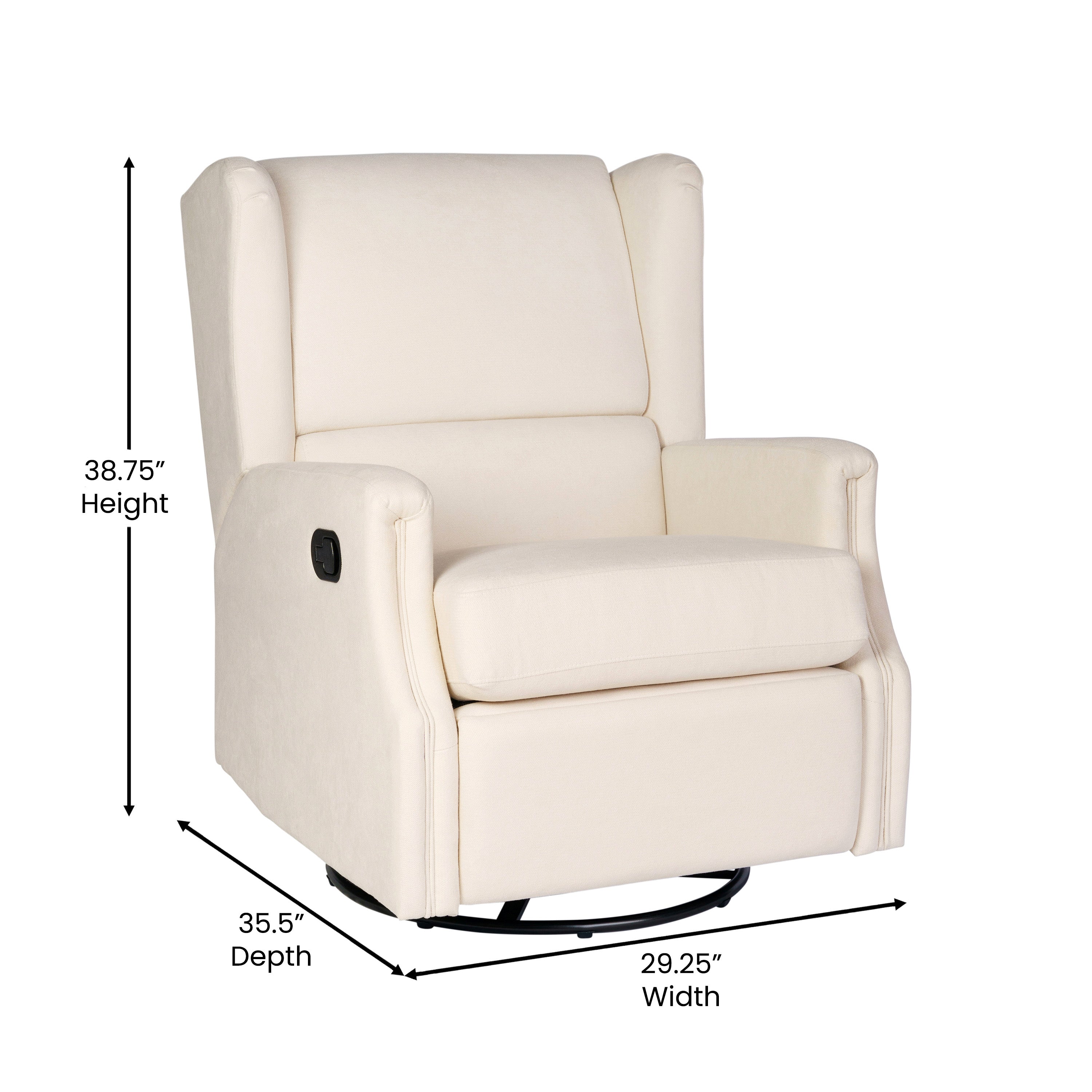 Omma Swivel Glider Rocker Recliner Chair, Manual 360 Degree Swivel Wingback Recliner Perfect for Living Room, Bedroom, or Nursery
