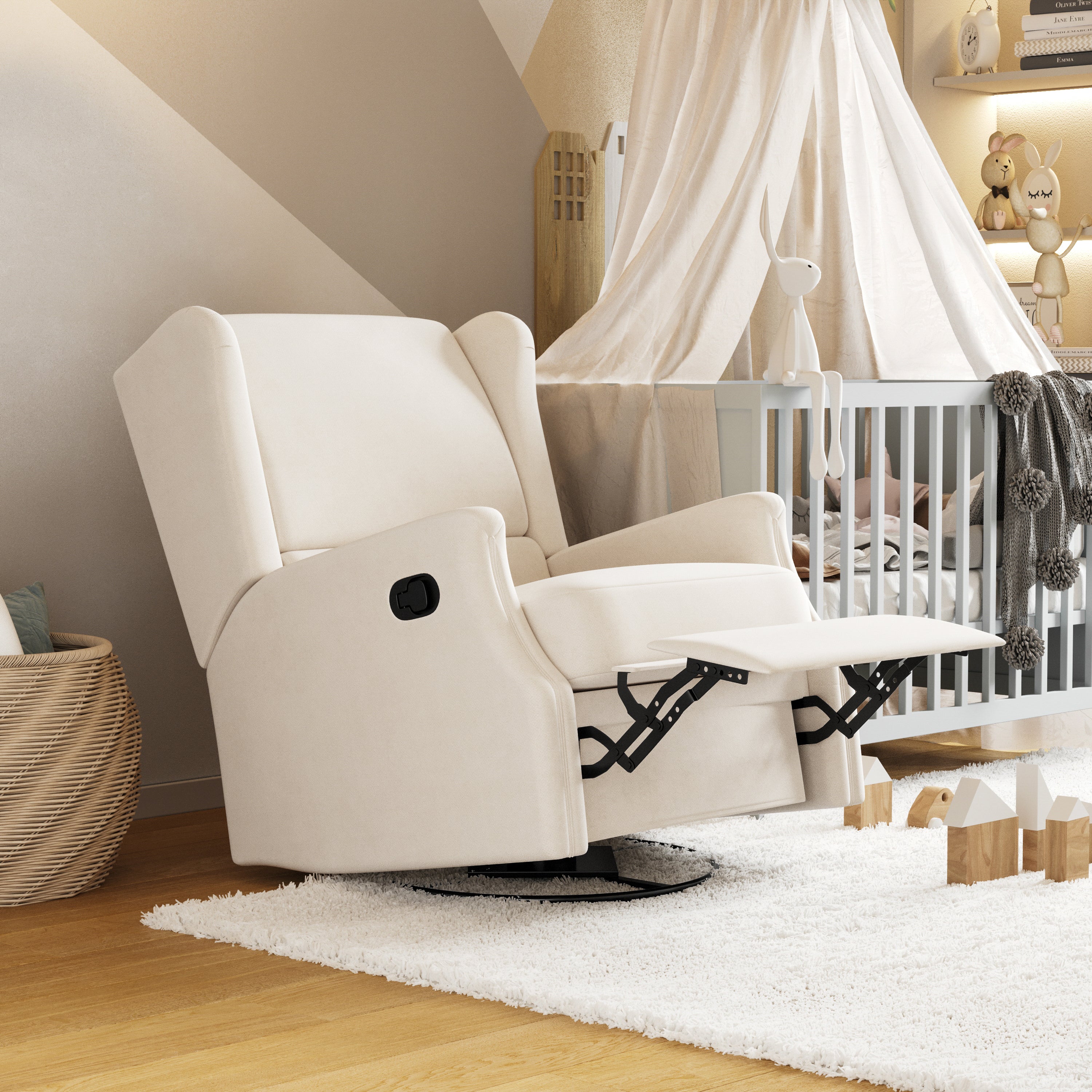 Omma Swivel Glider Rocker Recliner Chair, Manual 360 Degree Swivel Wingback Recliner Perfect for Living Room, Bedroom, or Nursery