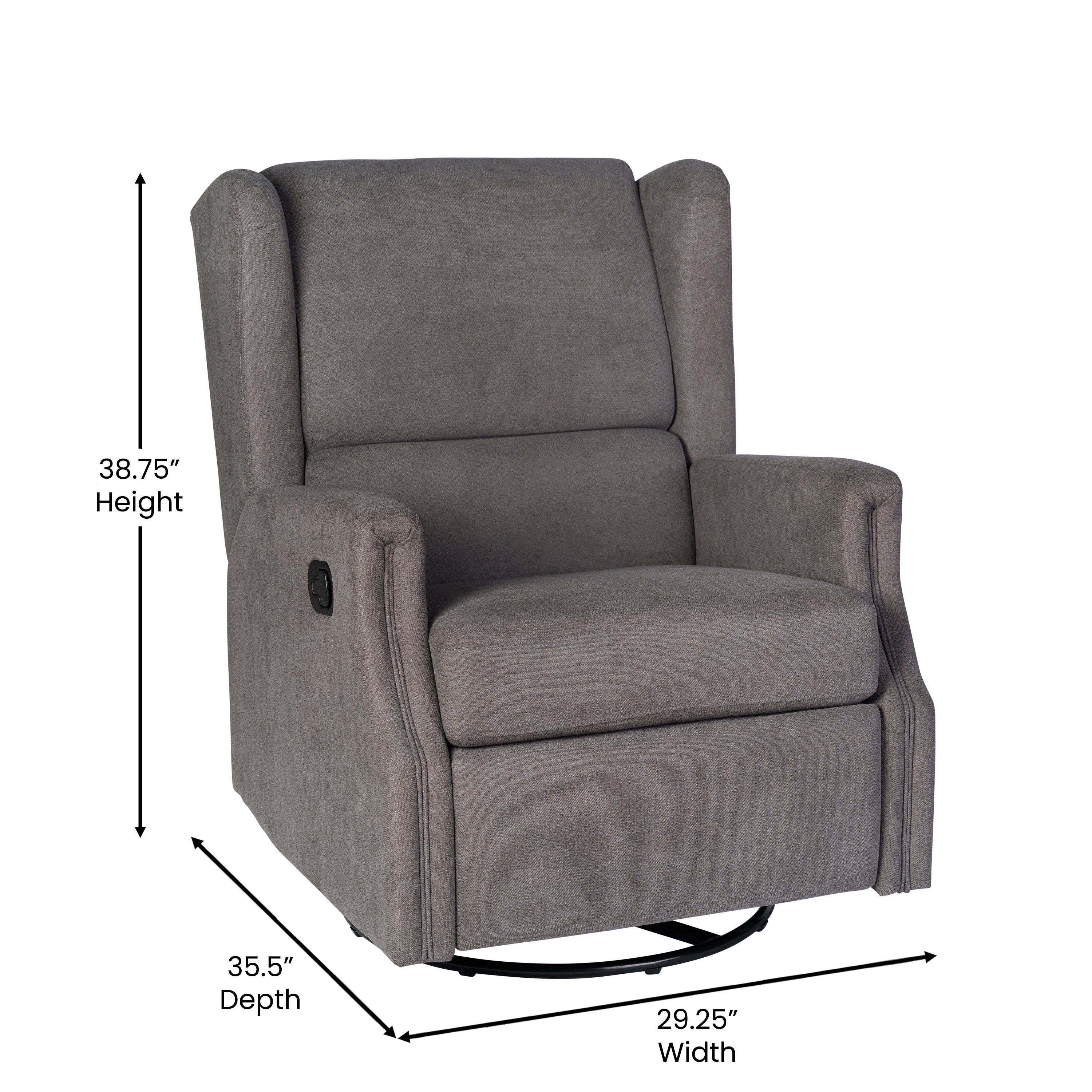 Omma Swivel Glider Rocker Recliner Chair, Manual 360 Degree Swivel Wingback Recliner Perfect for Living Room, Bedroom, or Nursery-Manual Recliners-Flash Furniture-Wall2Wall Furnishings