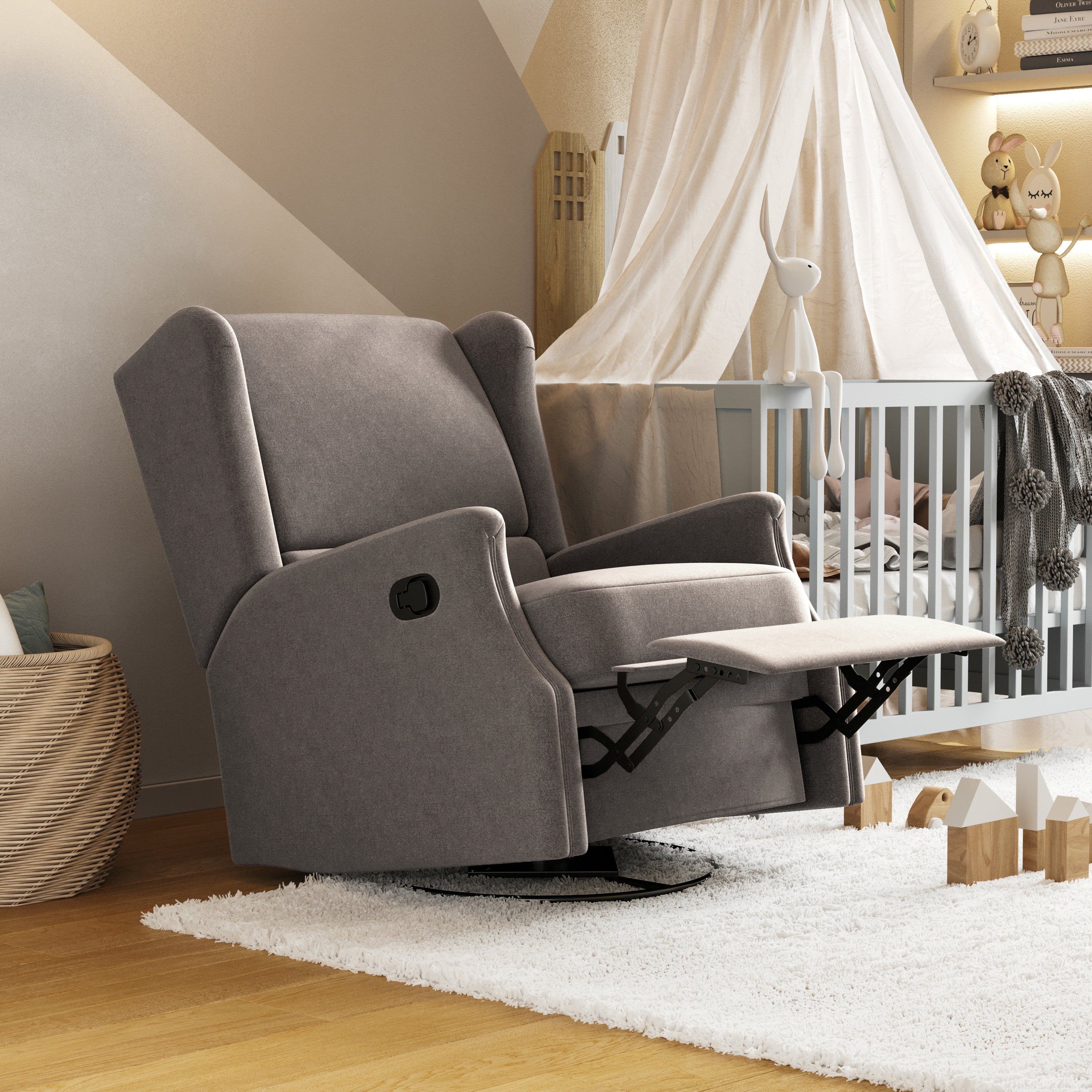 Omma Swivel Glider Rocker Recliner Chair, Manual 360 Degree Swivel Wingback Recliner Perfect for Living Room, Bedroom, or Nursery