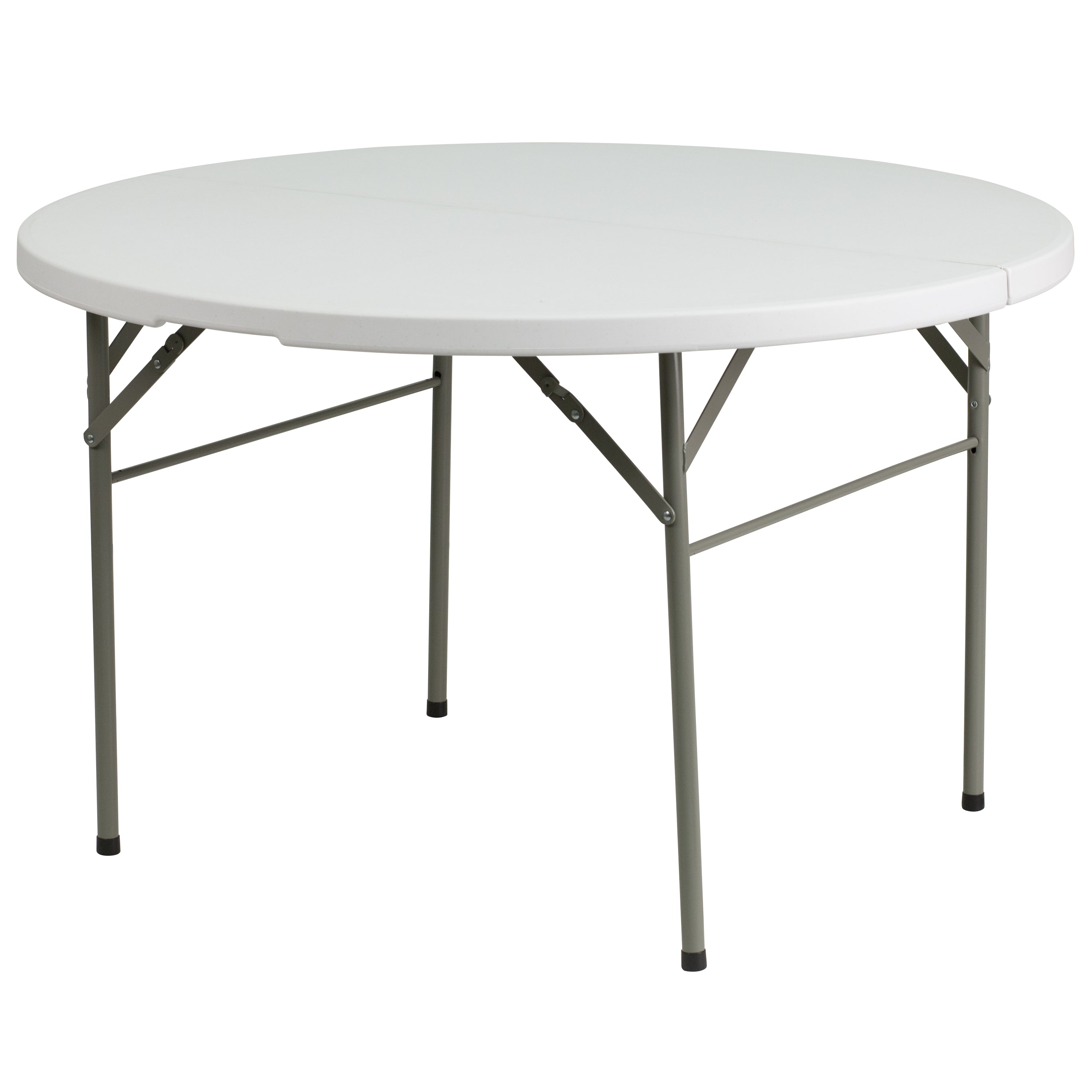 4-Foot Round Bi-Fold Plastic Banquet and Event Folding Table with Carrying Handle-Round Plastic Folding Table-Flash Furniture-Wall2Wall Furnishings