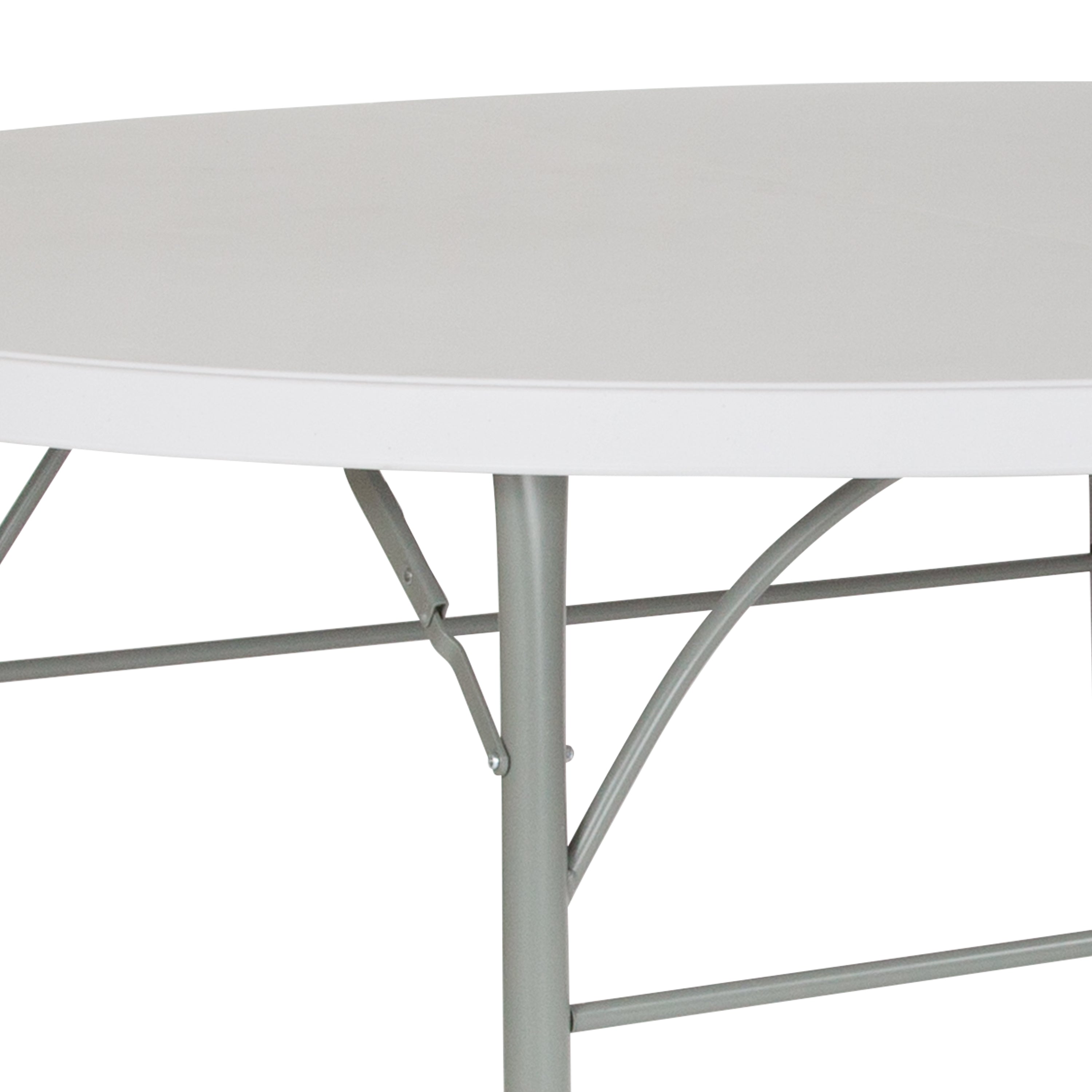6-Foot Round Bi-Fold Plastic Banquet and Event Folding Table with Carrying Handle-Round Plastic Folding Table-Flash Furniture-Wall2Wall Furnishings