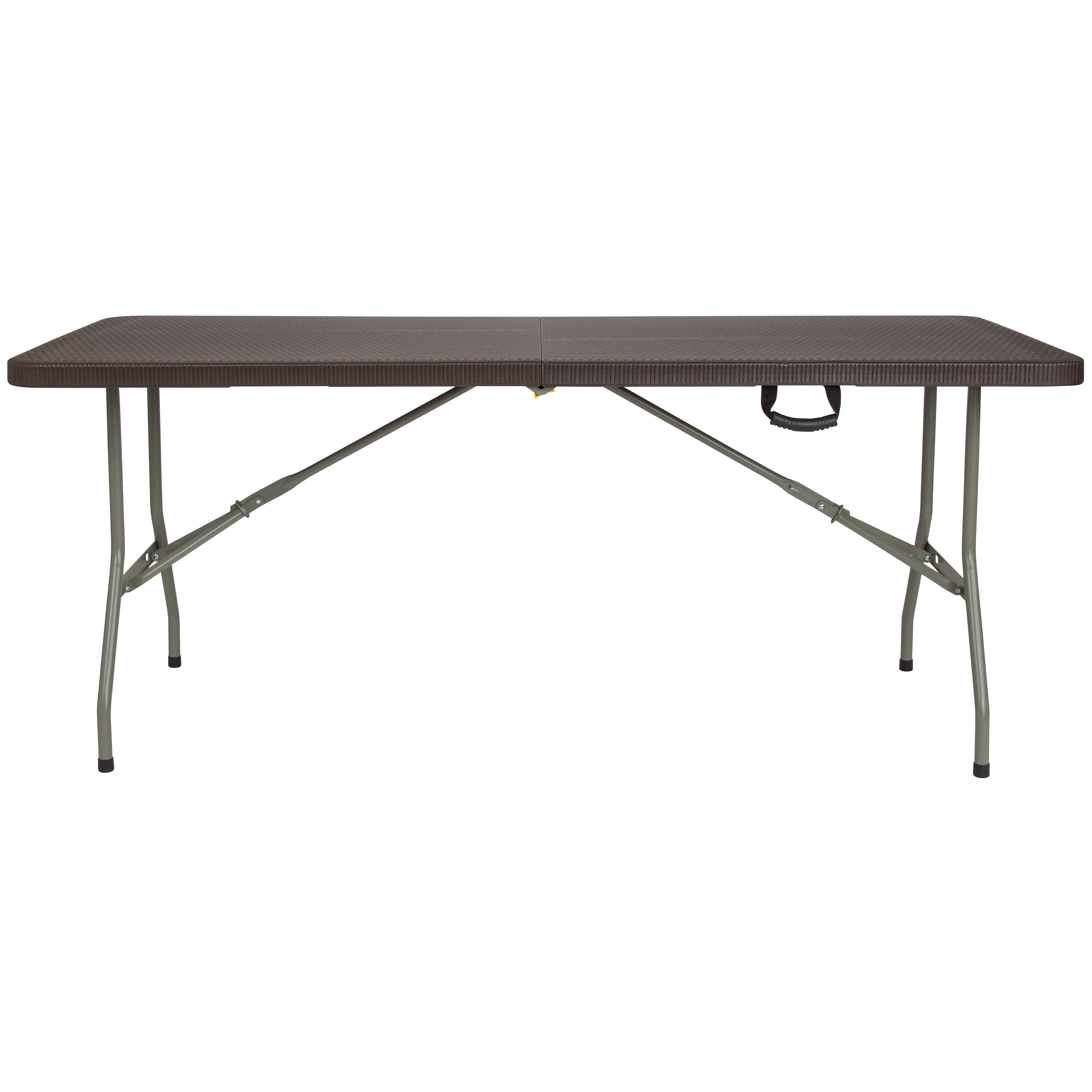 6-Foot Bi-Fold Rattan Plastic Folding Table-Rectangular Plastic Folding Table-Flash Furniture-Wall2Wall Furnishings