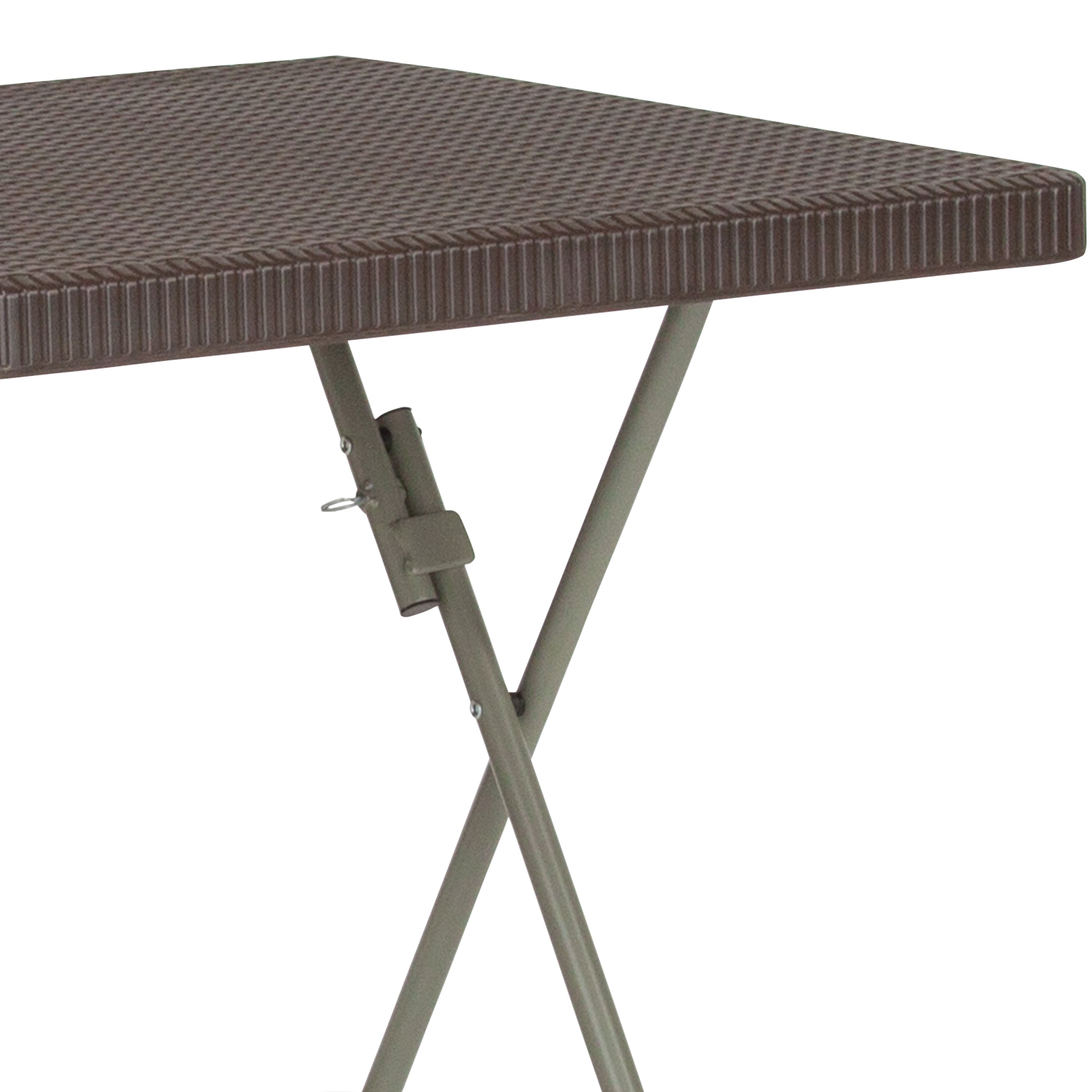 1.95-Foot Square Rattan Plastic Folding Table-Square Plastic Folding Table-Flash Furniture-Wall2Wall Furnishings