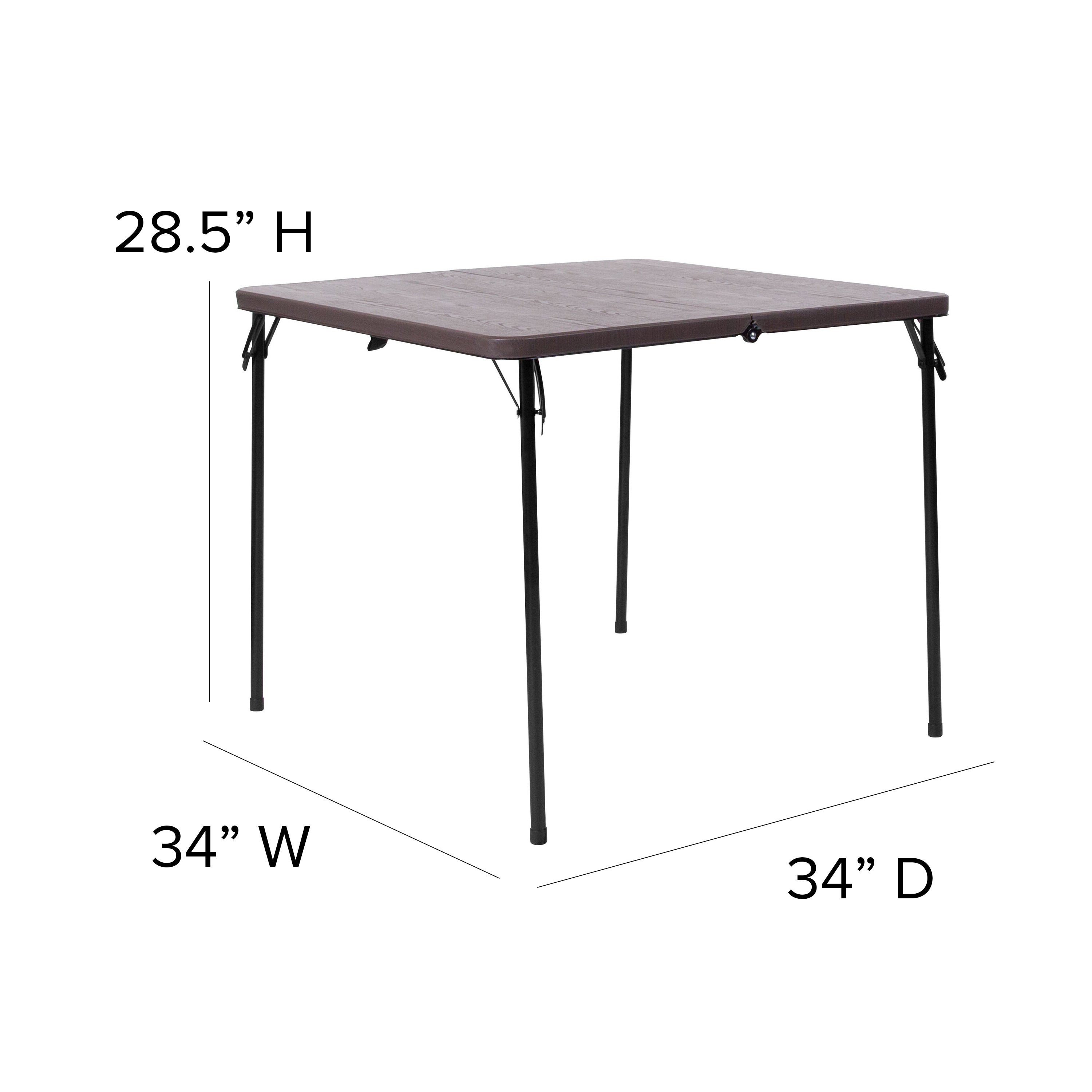 2.83-Foot Square Bi-Fold Plastic Folding Table with Carrying Handle-Square Plastic Folding Table-Flash Furniture-Wall2Wall Furnishings