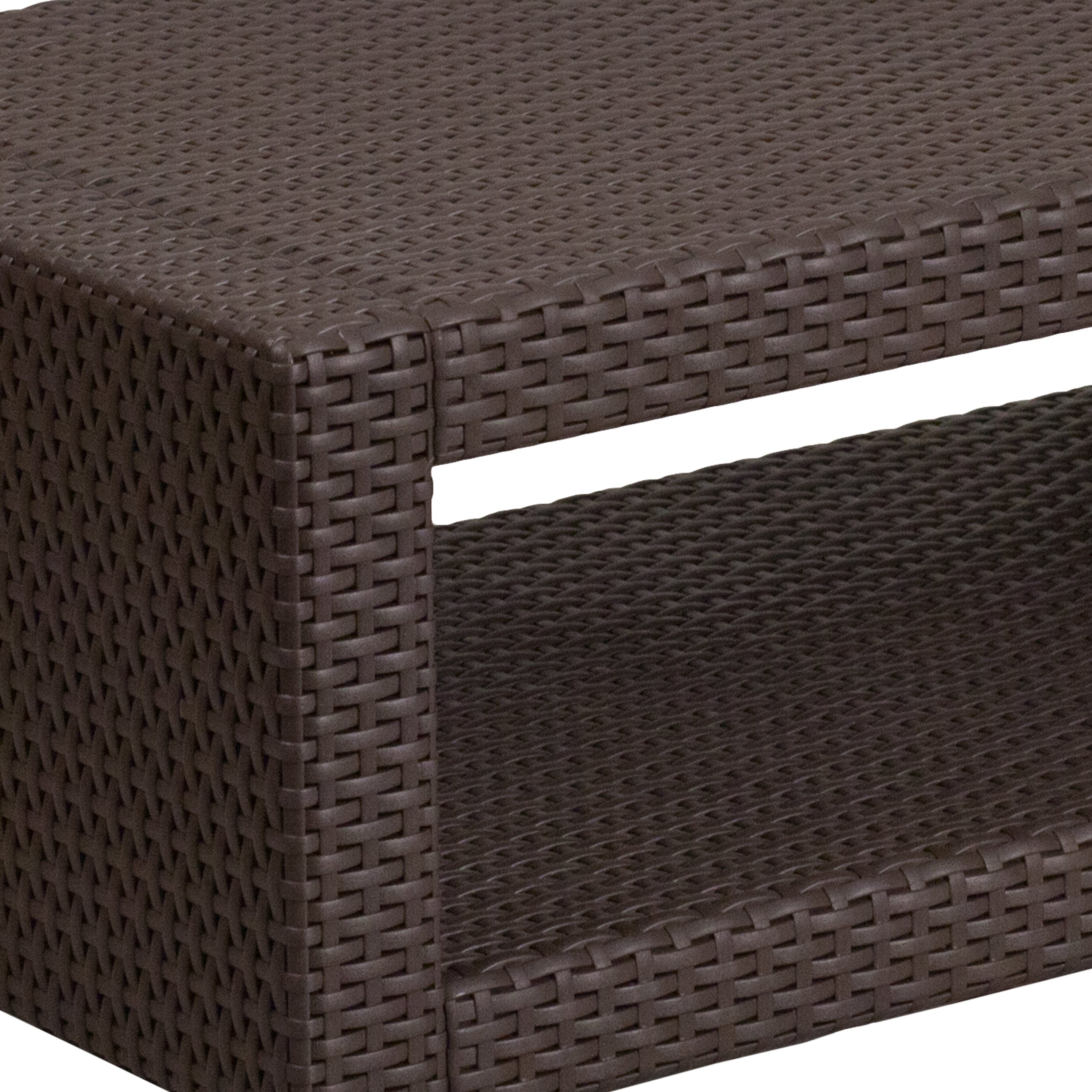Seneca Faux Rattan Coffee Table-Outdoor Coffee Table-Flash Furniture-Wall2Wall Furnishings