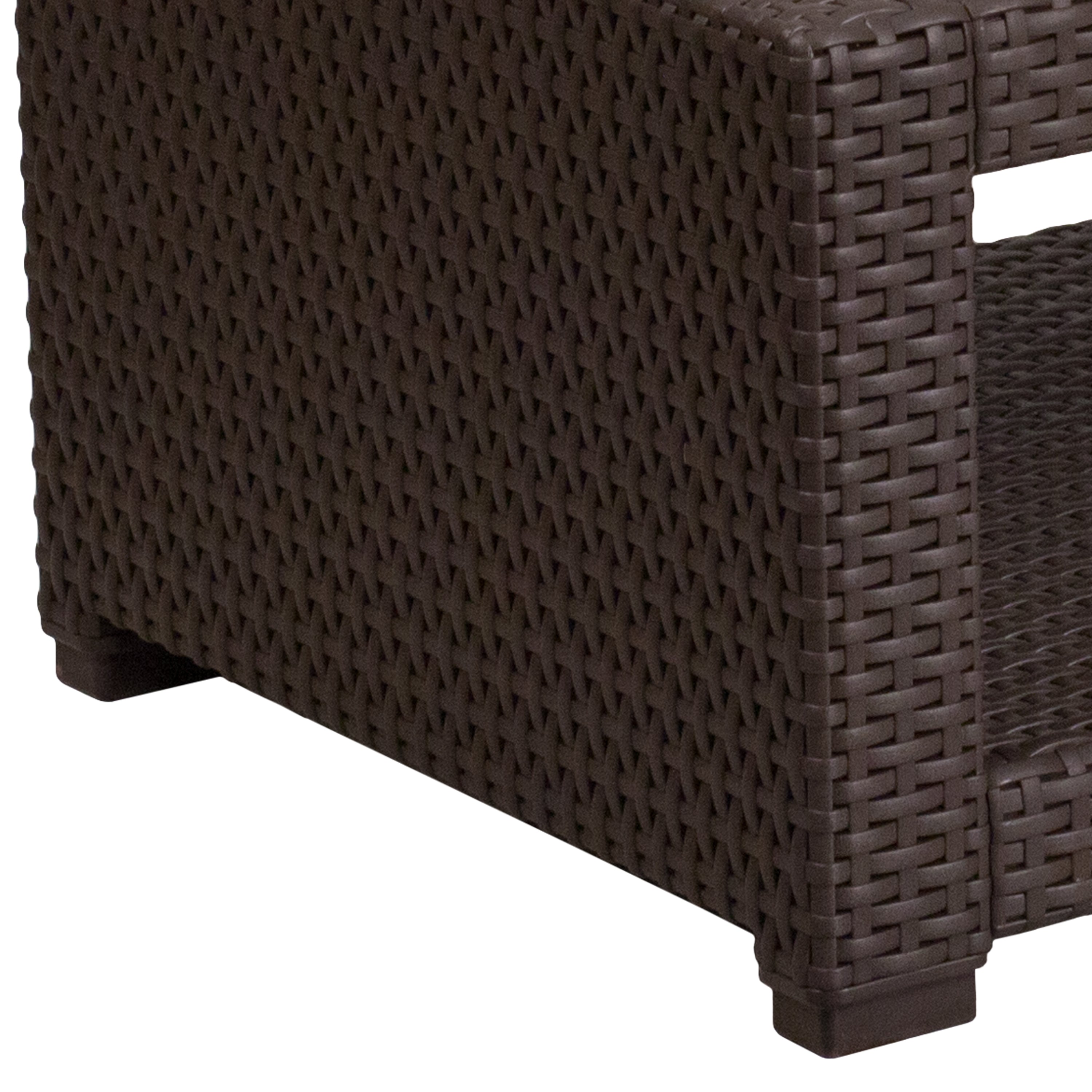 Seneca Faux Rattan Coffee Table-Outdoor Coffee Table-Flash Furniture-Wall2Wall Furnishings