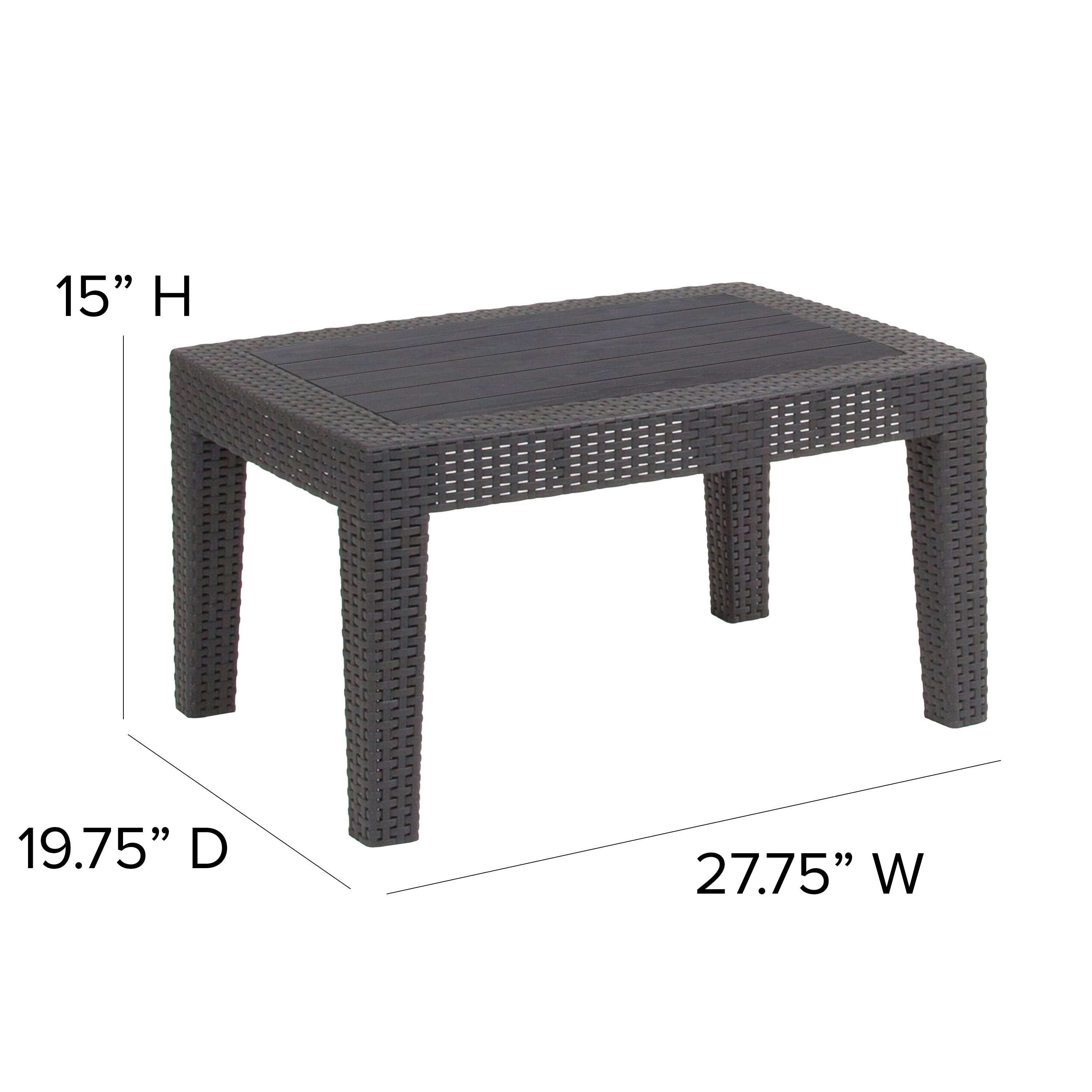 Seneca Rattan Coffee Table-Outdoor Coffee Table-Flash Furniture-Wall2Wall Furnishings