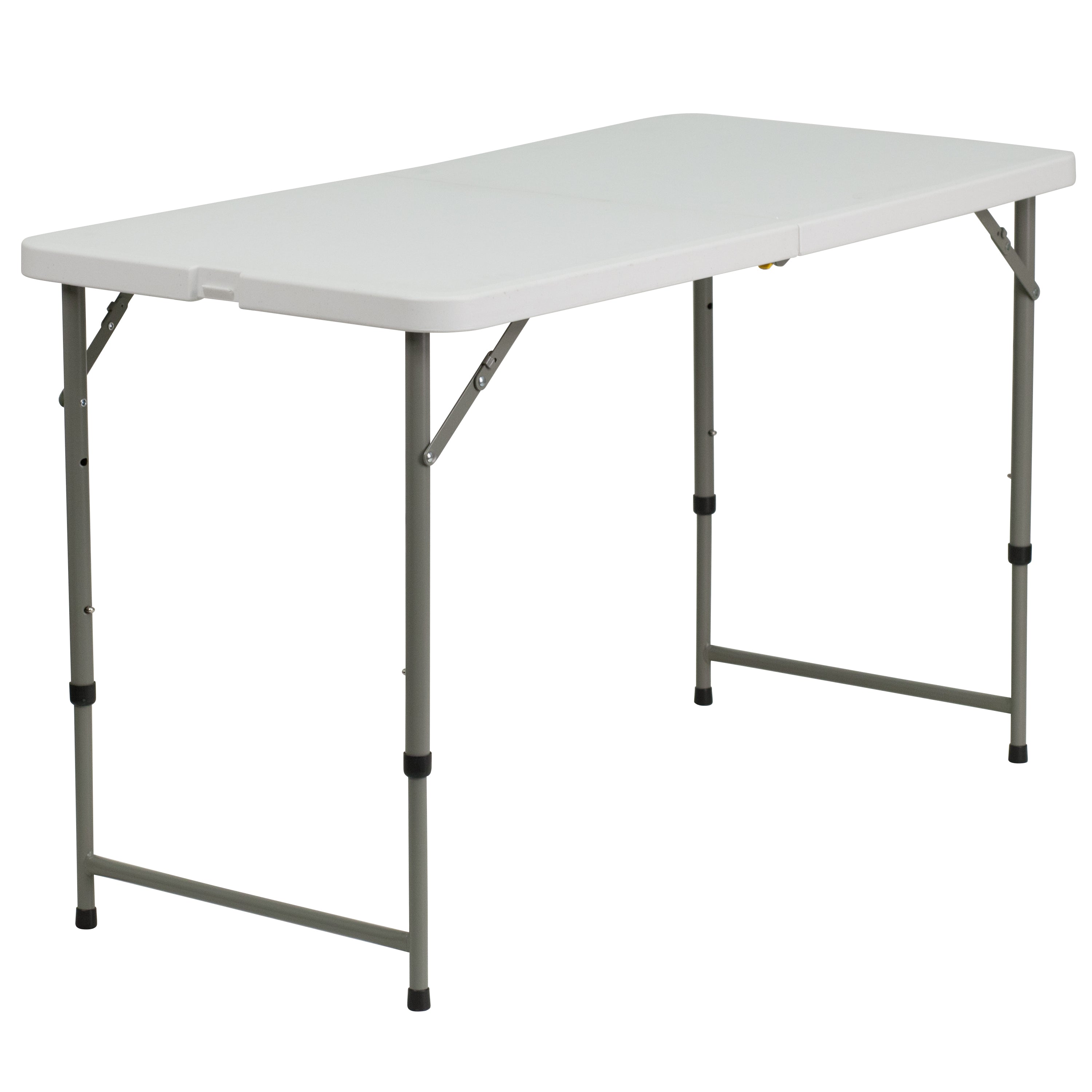 4-Foot Height Adjustable Bi-Fold Plastic Folding Table-Rectangular Plastic Folding Table-Flash Furniture-Wall2Wall Furnishings