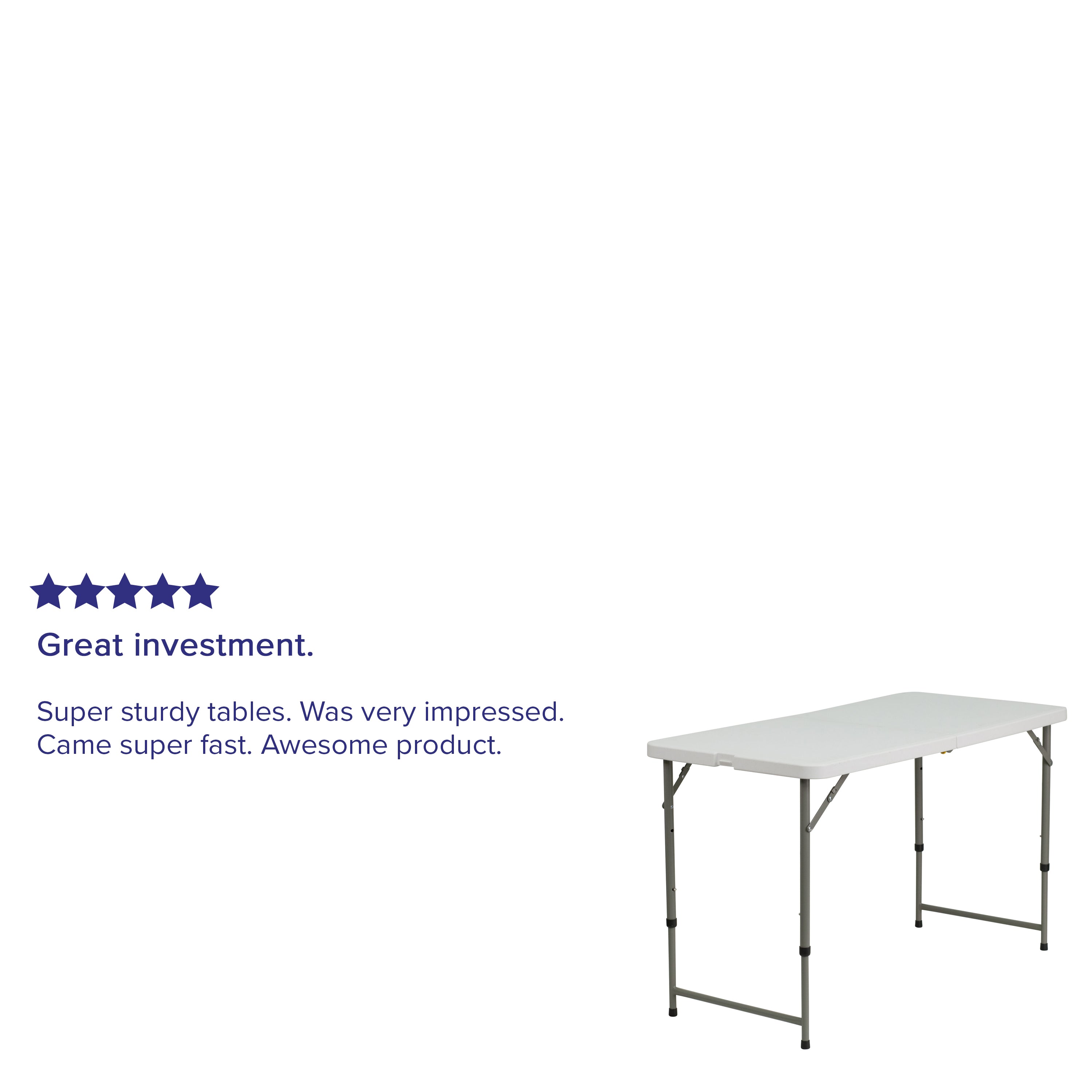 4-Foot Height Adjustable Bi-Fold Plastic Folding Table-Rectangular Plastic Folding Table-Flash Furniture-Wall2Wall Furnishings