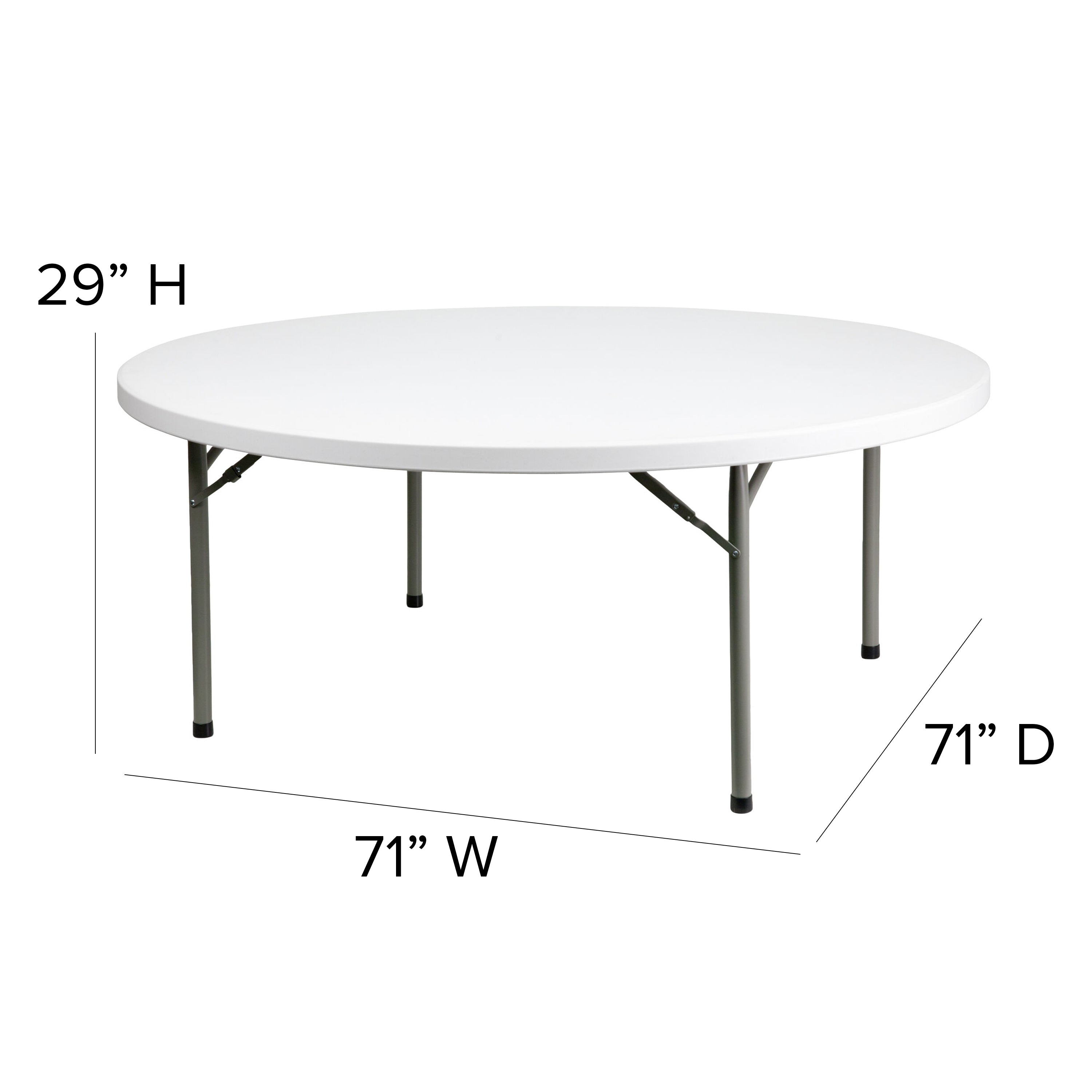 6-Foot Round Plastic Folding Table-Round Plastic Folding Table-Flash Furniture-Wall2Wall Furnishings