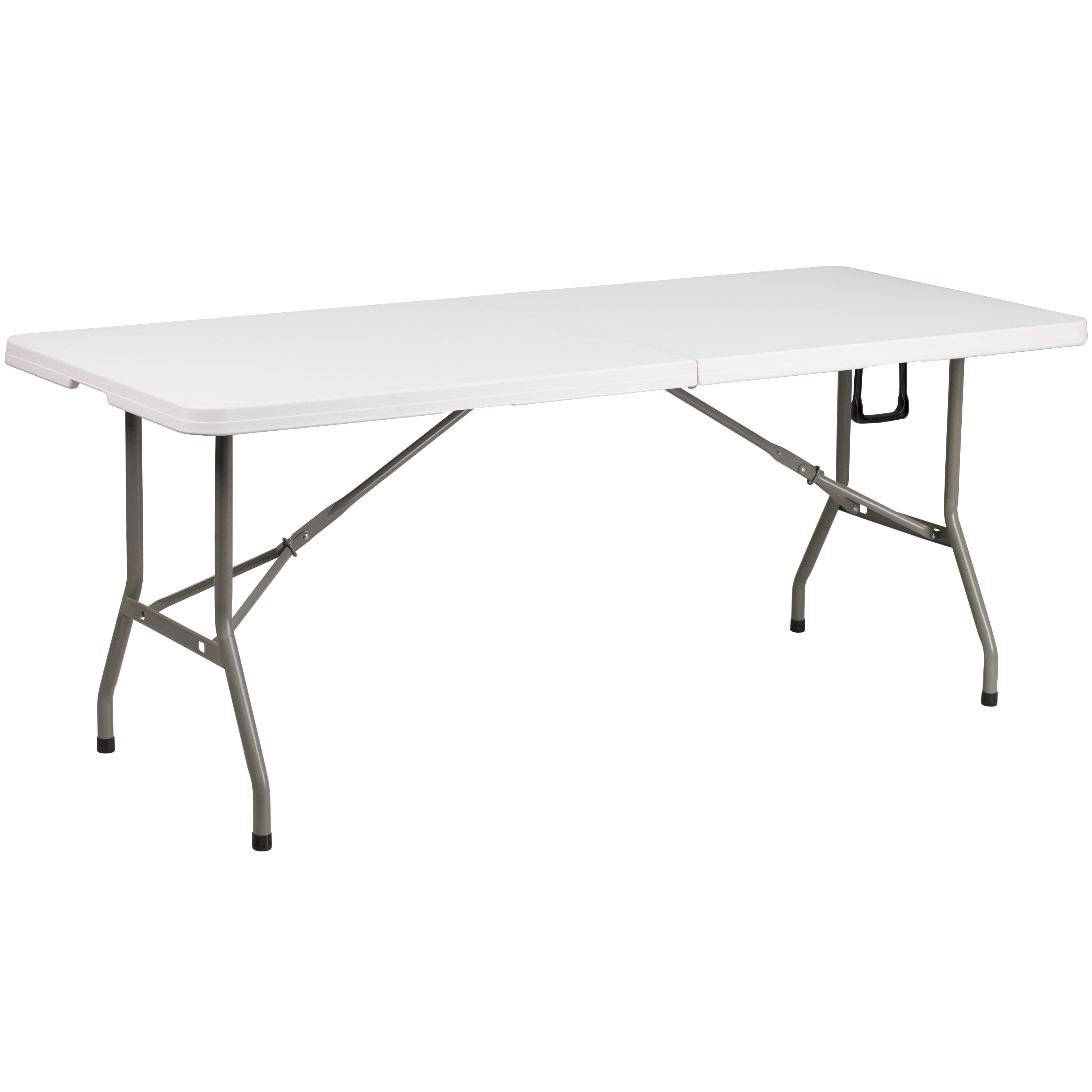 6-Foot Bi-Fold Plastic Banquet and Event Folding Table with Carrying Handle-Rectangular Plastic Folding Table-Flash Furniture-Wall2Wall Furnishings