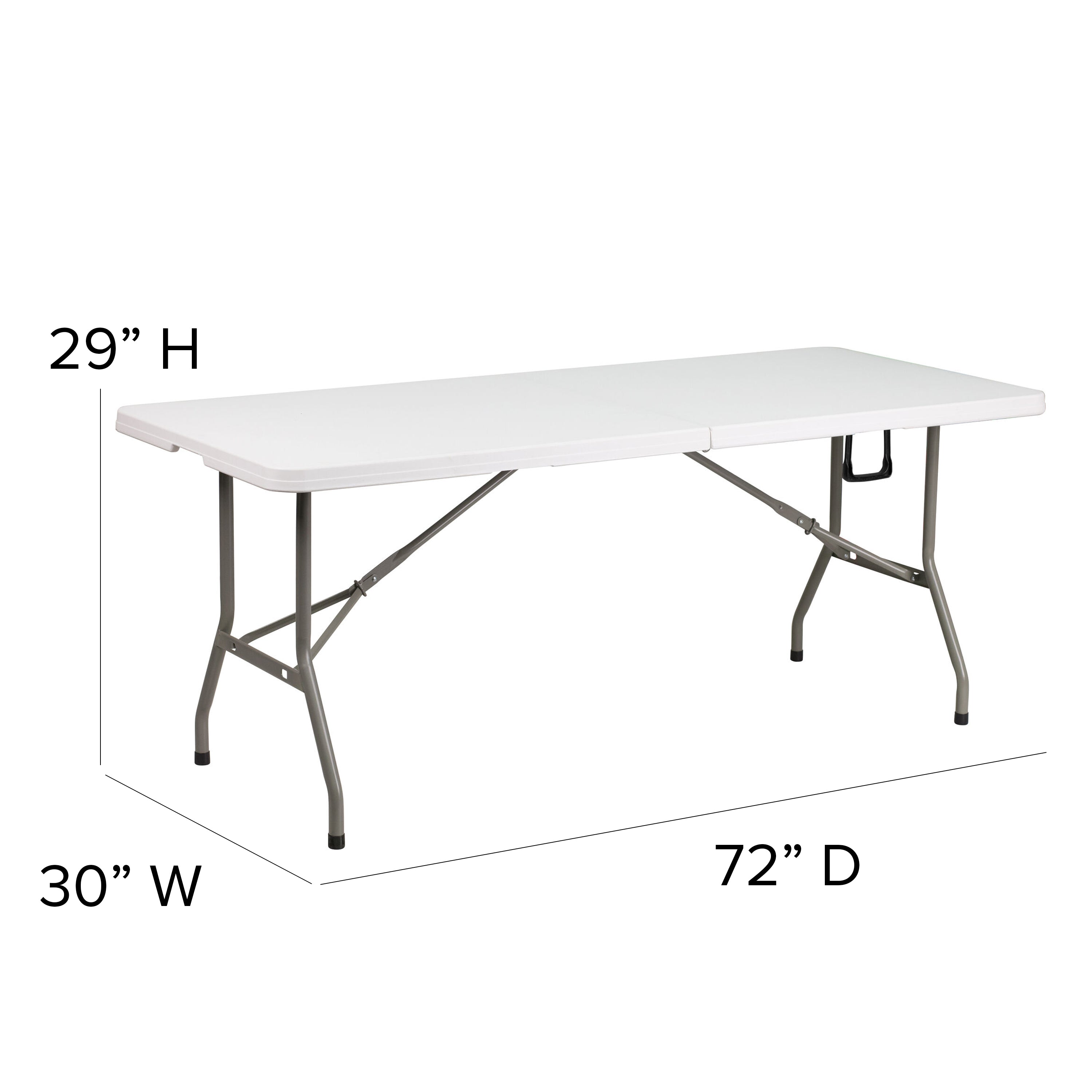 6-Foot Bi-Fold Plastic Banquet and Event Folding Table with Carrying Handle-Rectangular Plastic Folding Table-Flash Furniture-Wall2Wall Furnishings