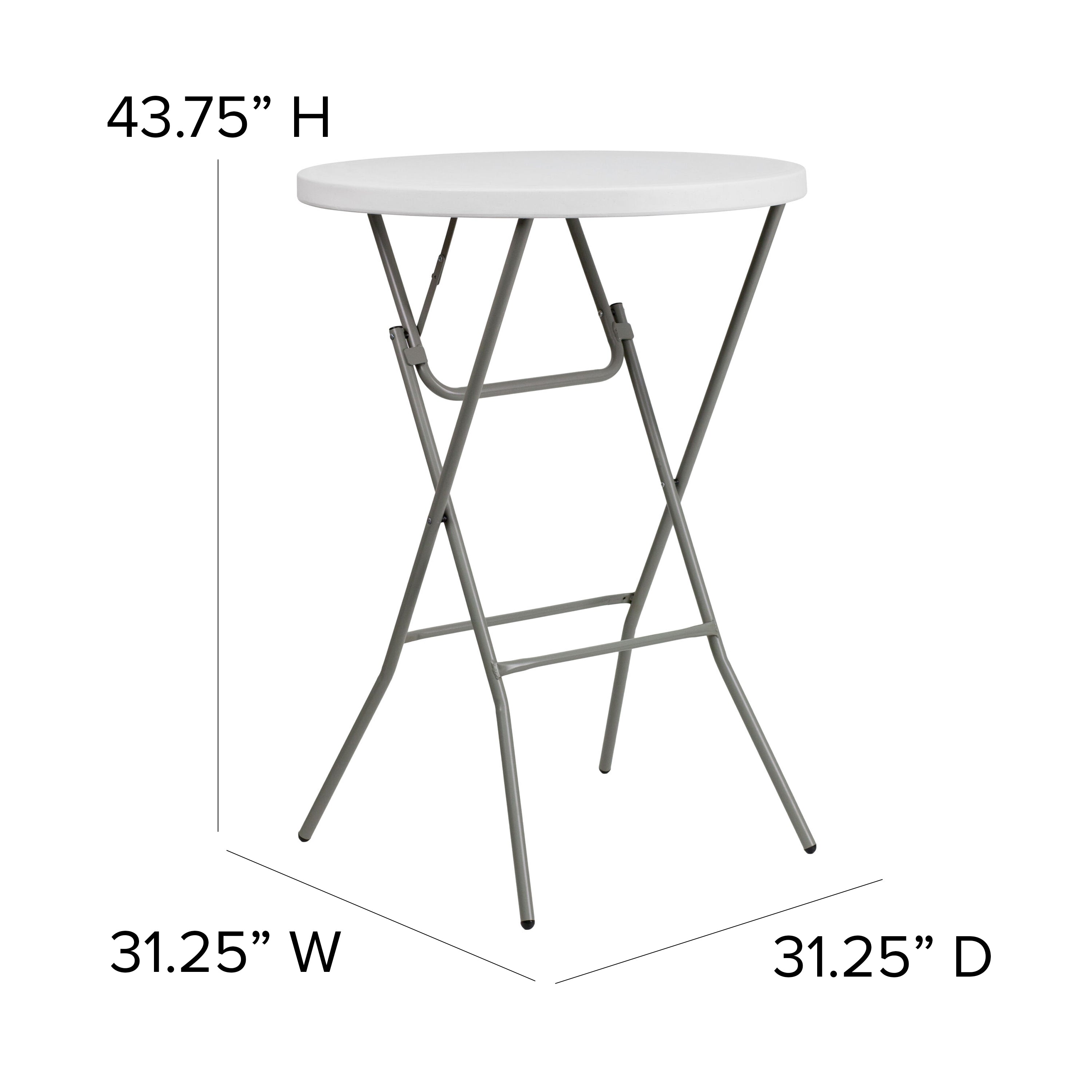 2.6-Foot Round Plastic Bar Height Folding Table-Round Plastic Folding Table-Flash Furniture-Wall2Wall Furnishings