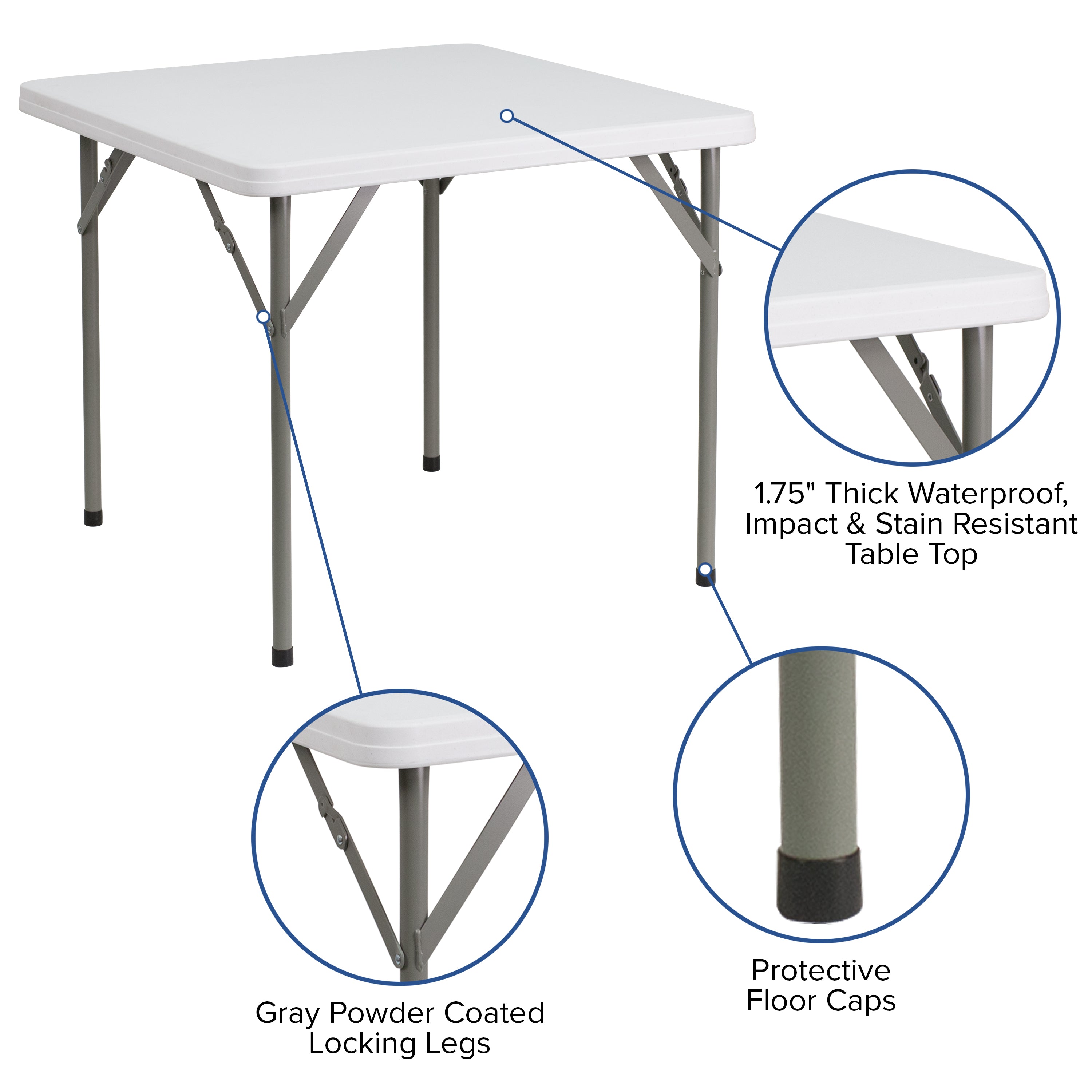 2.85-Foot Square Plastic Folding Table-Square Plastic Folding Table-Flash Furniture-Wall2Wall Furnishings