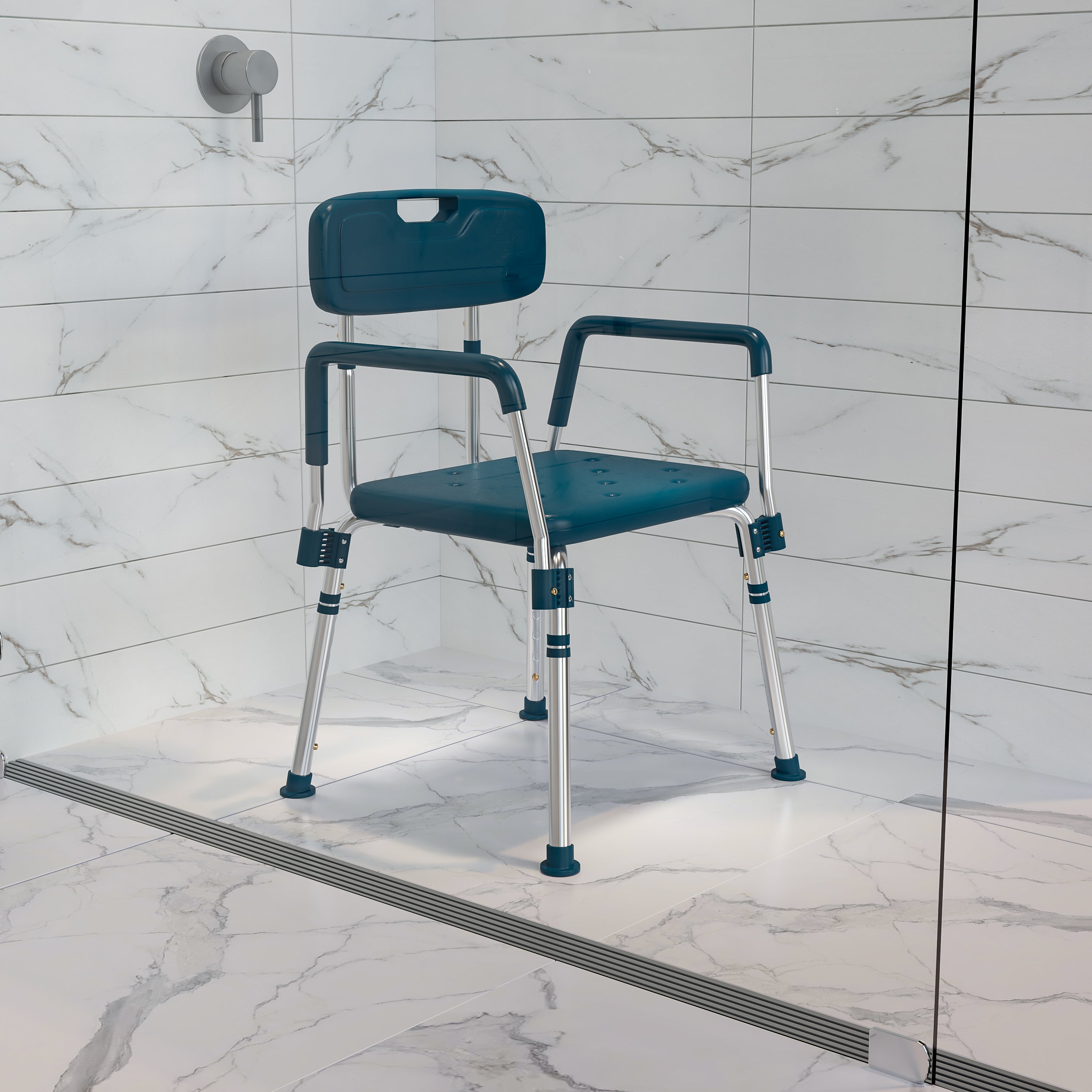 HERCULES Series 300 Lb. Capacity Adjustable Bath & Shower Chair with Quick Release Back & Arms-Bath Safety-Flash Furniture-Wall2Wall Furnishings