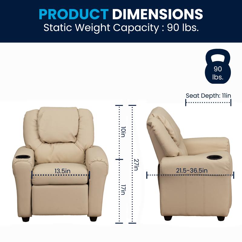Personalized Kids Recliner with Cup Holder and Headrest