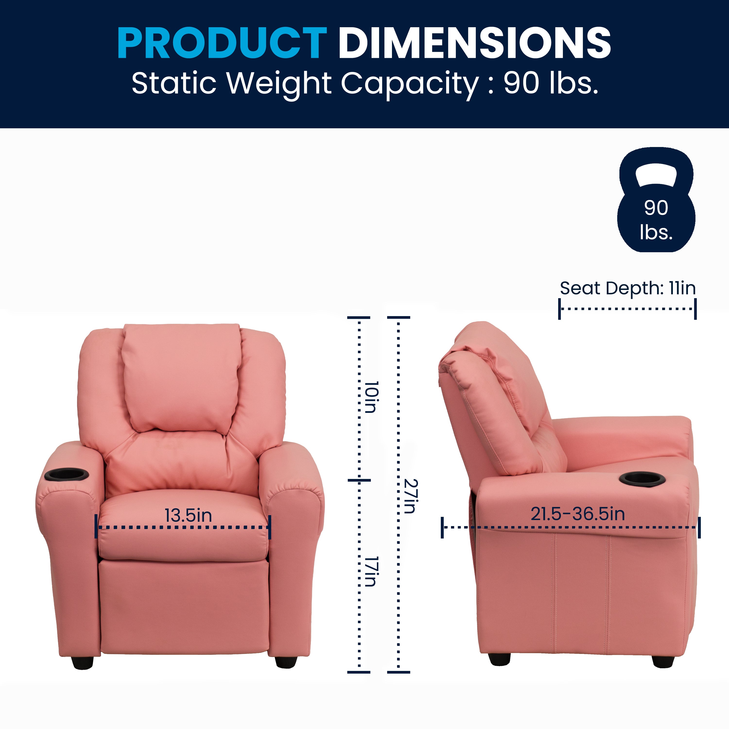 Contemporary Kids Recliner with Cup Holder and Headrest