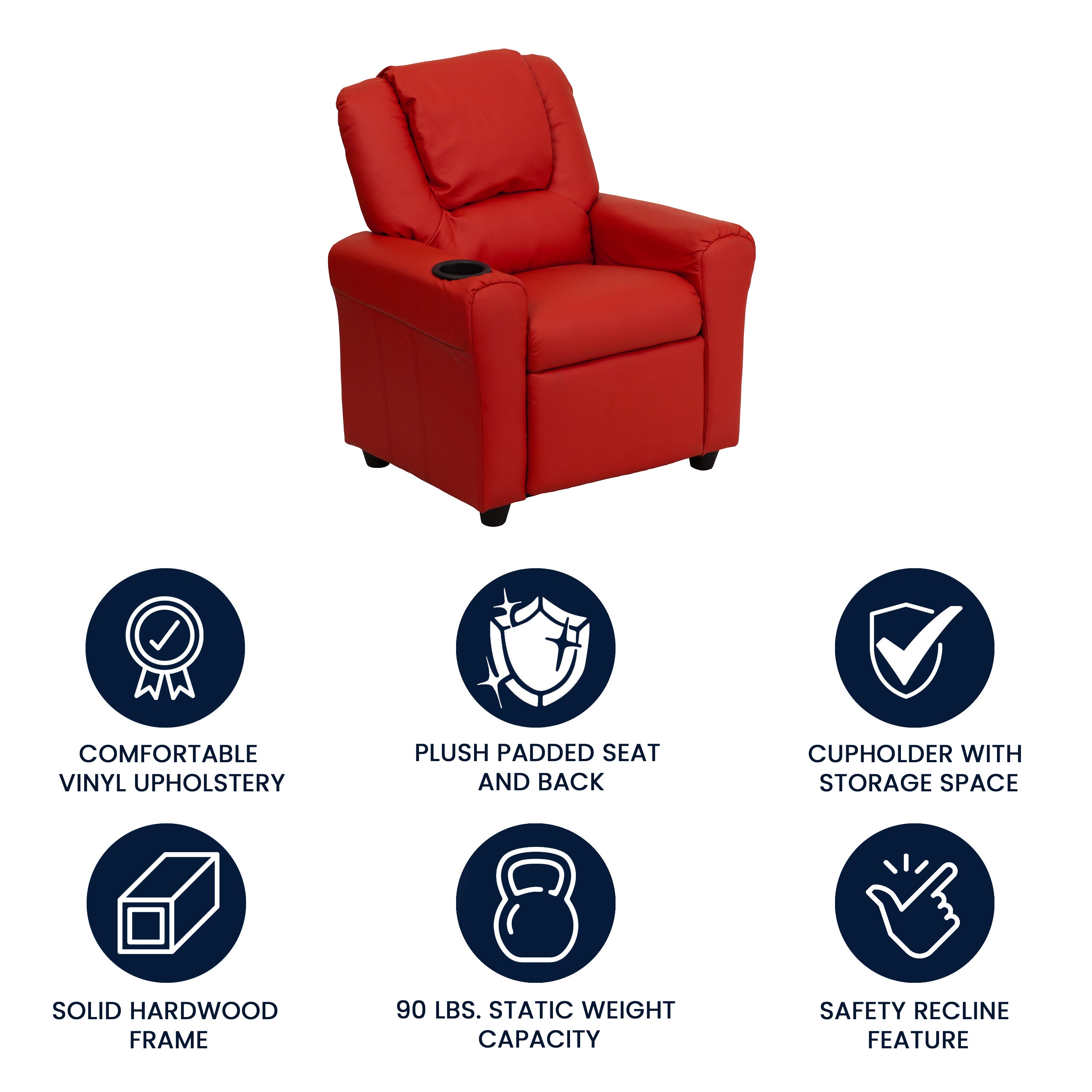 Contemporary Kids Recliner with Cup Holder and Headrest