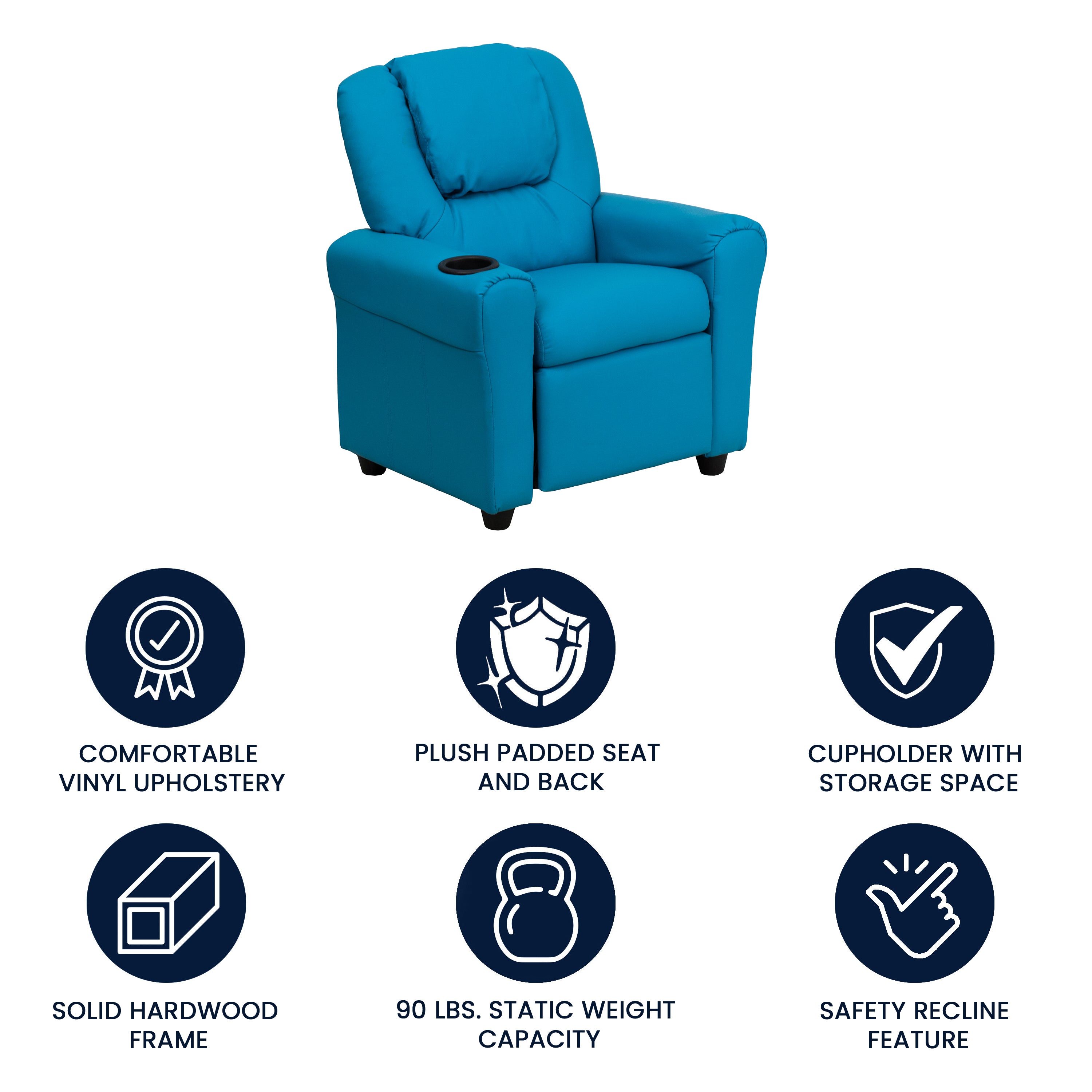 Contemporary Kids Recliner with Cup Holder and Headrest