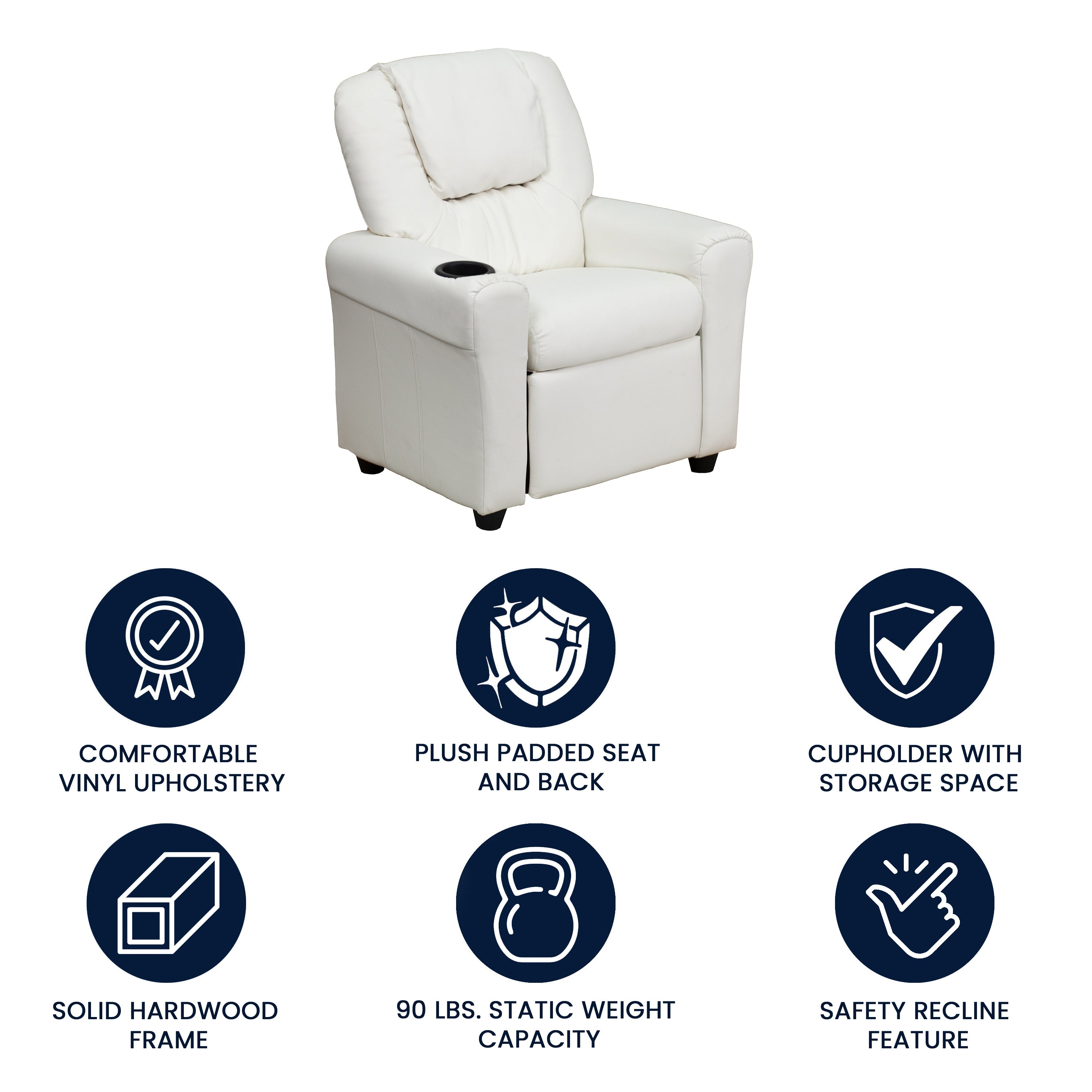 Contemporary Kids Recliner with Cup Holder and Headrest