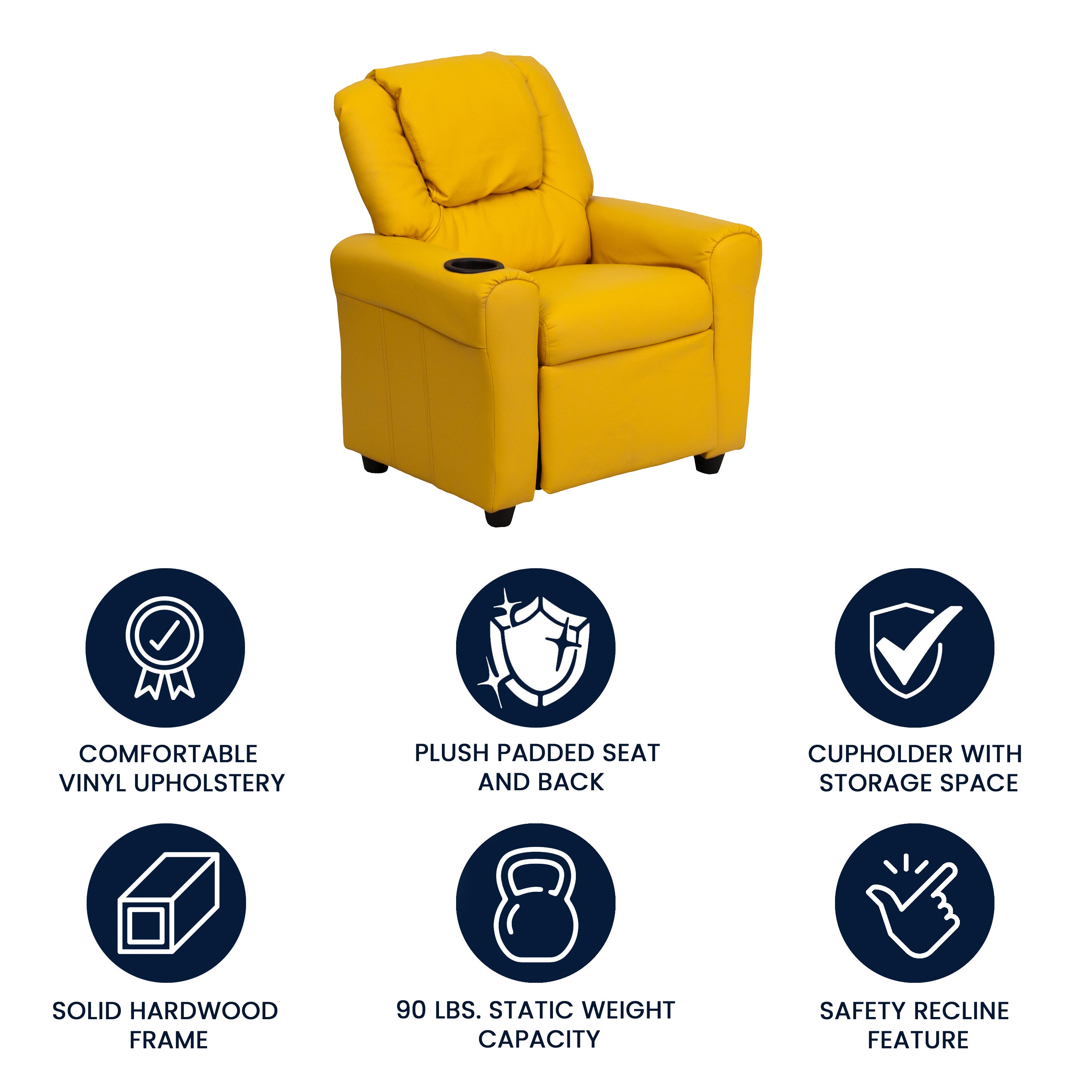 Contemporary Kids Recliner with Cup Holder and Headrest