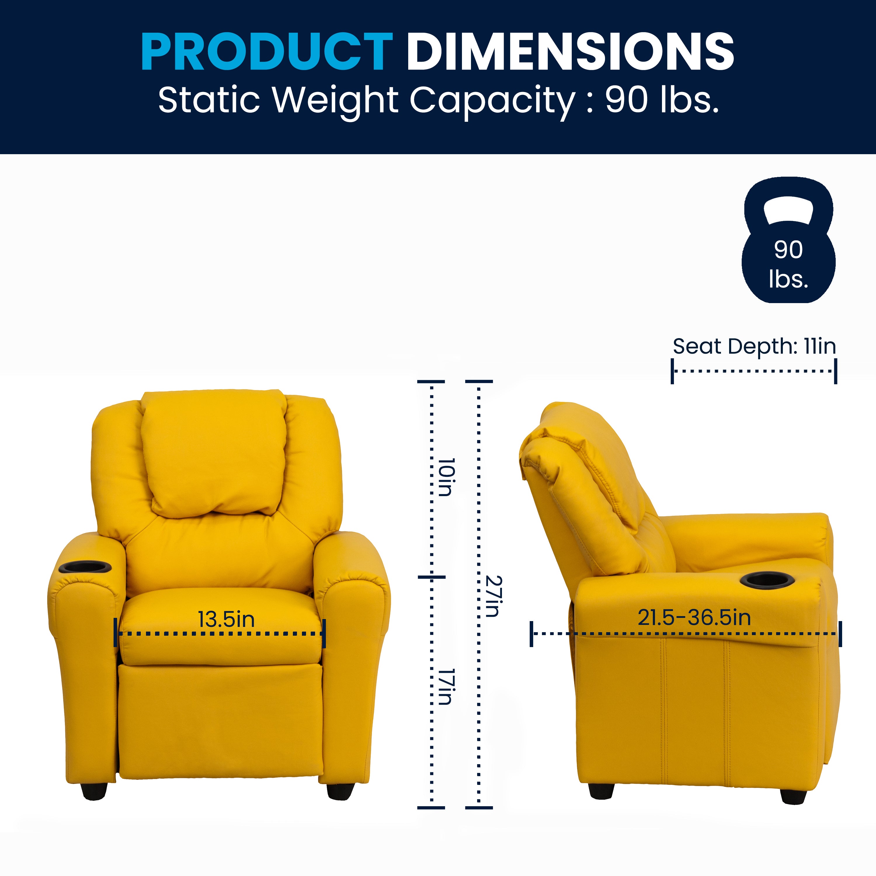 Contemporary Kids Recliner with Cup Holder and Headrest