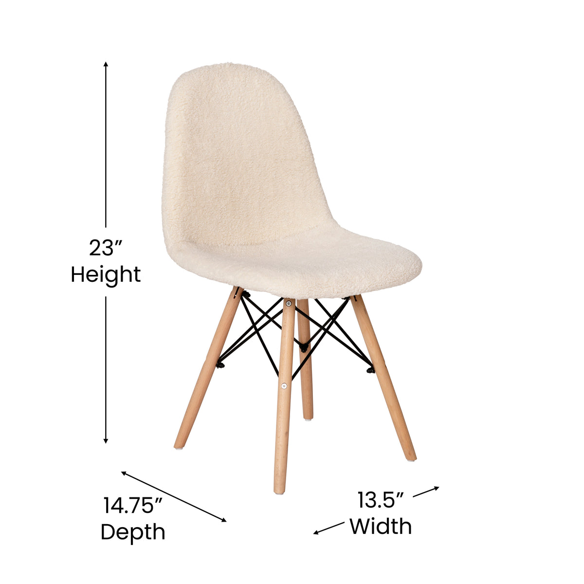 Zula Modern Padded Armless Faux Shearling Accent Chair with Beechwood Legs
