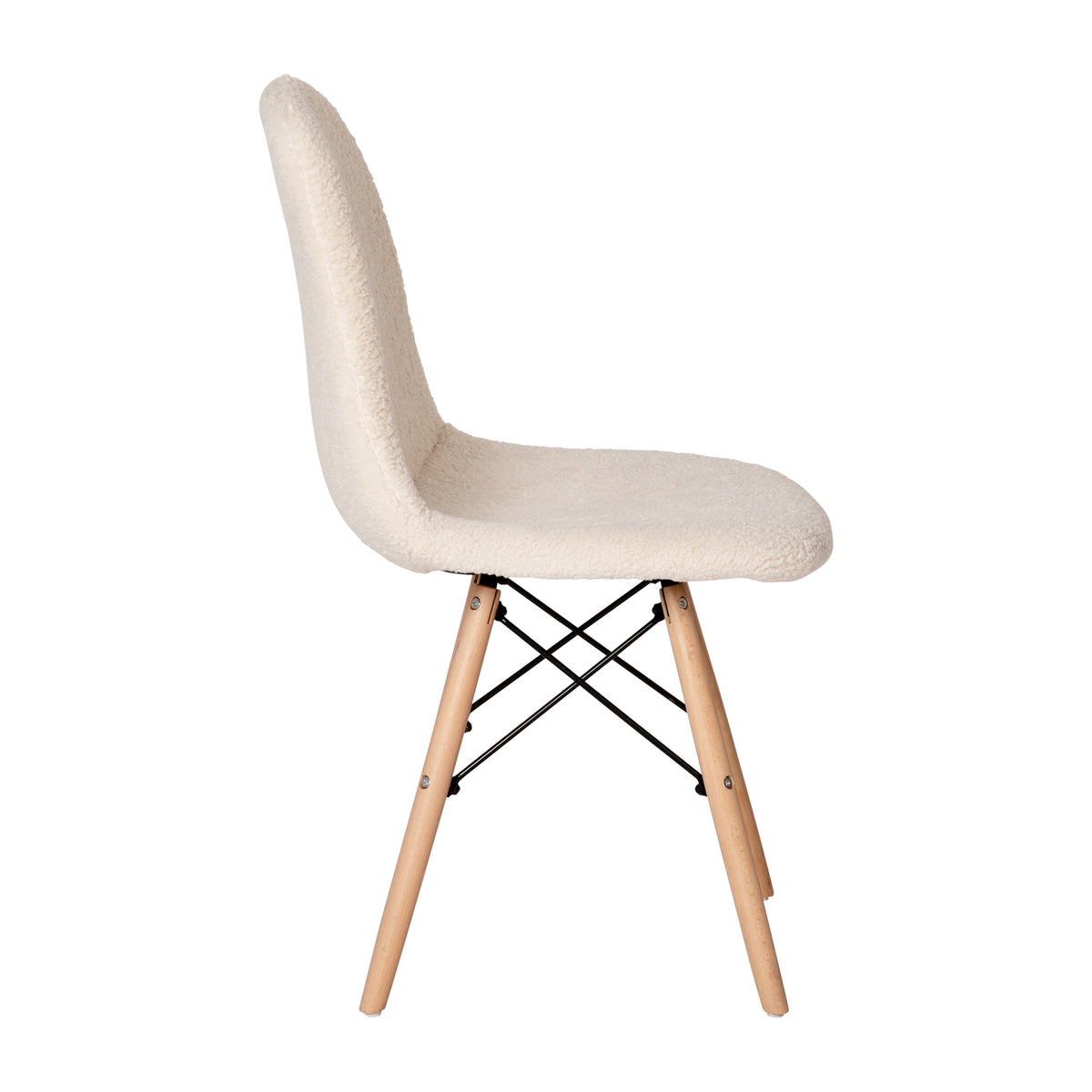 Zula Modern Padded Armless Faux Shearling Accent Chair with Beechwood Legs
