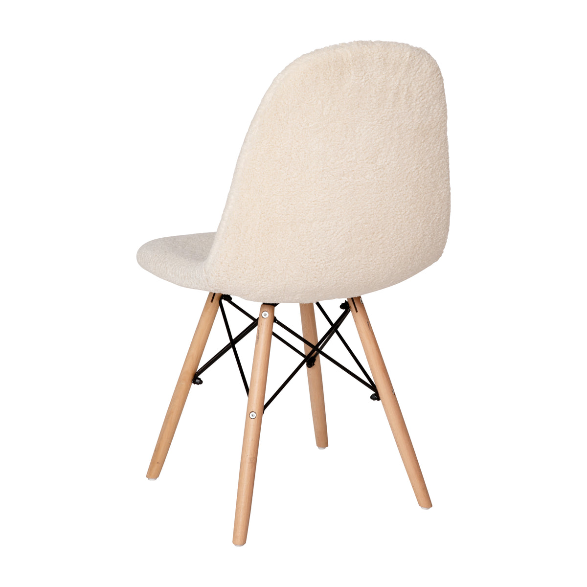 Zula Modern Padded Armless Faux Shearling Accent Chair with Beechwood Legs