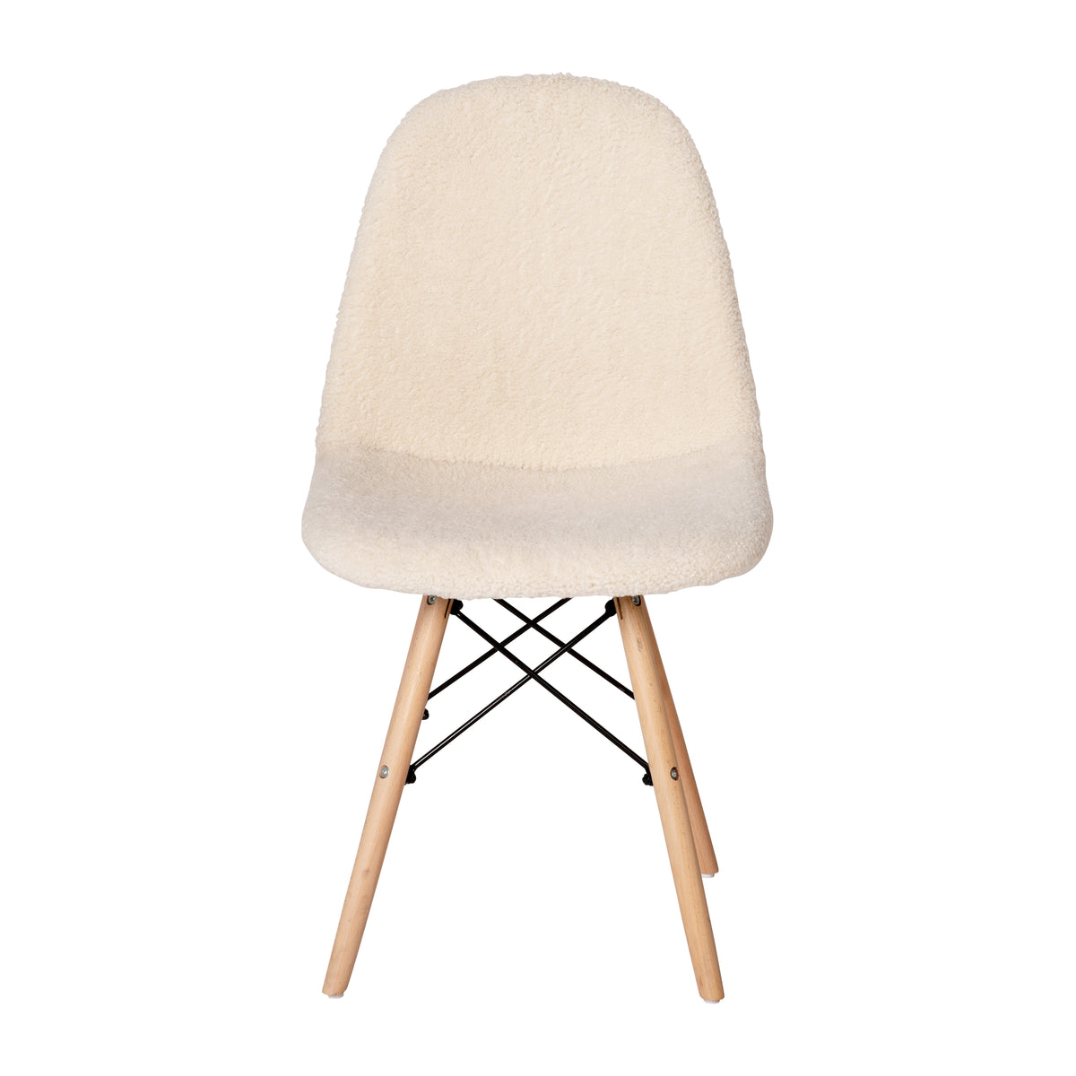 Zula Modern Padded Armless Faux Shearling Accent Chair with Beechwood Legs