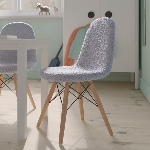 Zula Kid's Modern Padded Armless Faux Shearling Accent Chair with Beechwood Legs