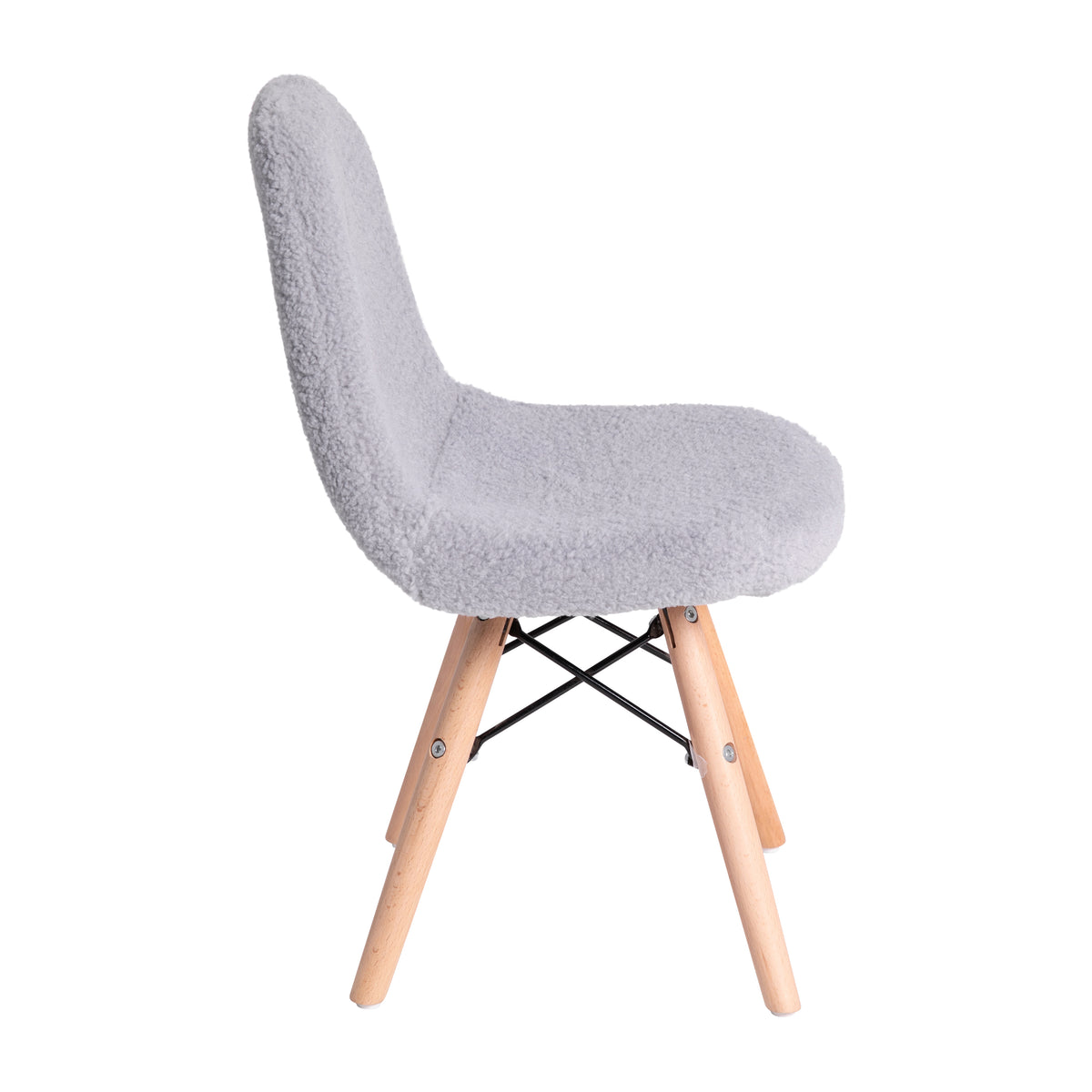 Zula Kid's Modern Padded Armless Faux Shearling Accent Chair with Beechwood Legs