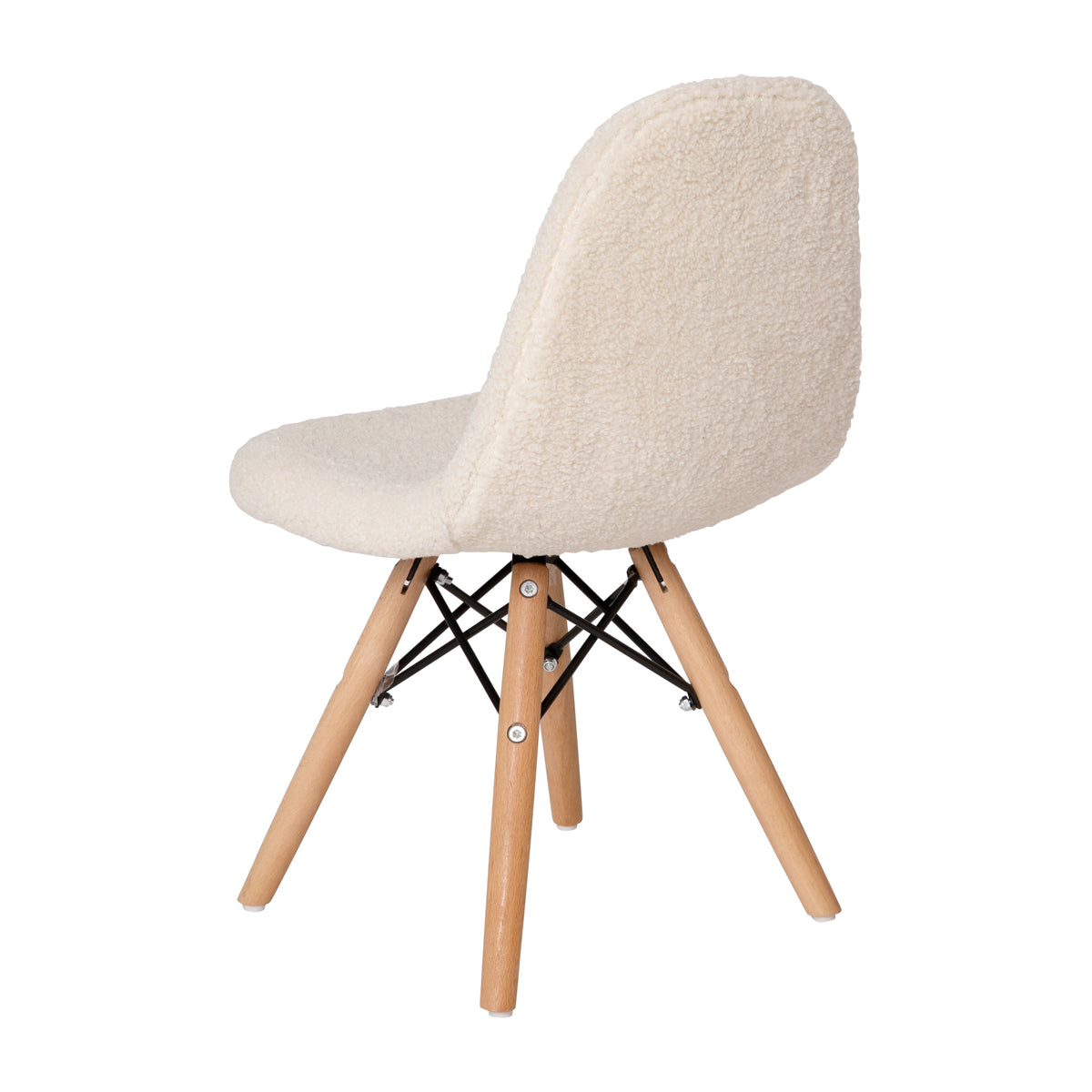 Zula Kid's Modern Padded Armless Faux Shearling Accent Chair with Beechwood Legs
