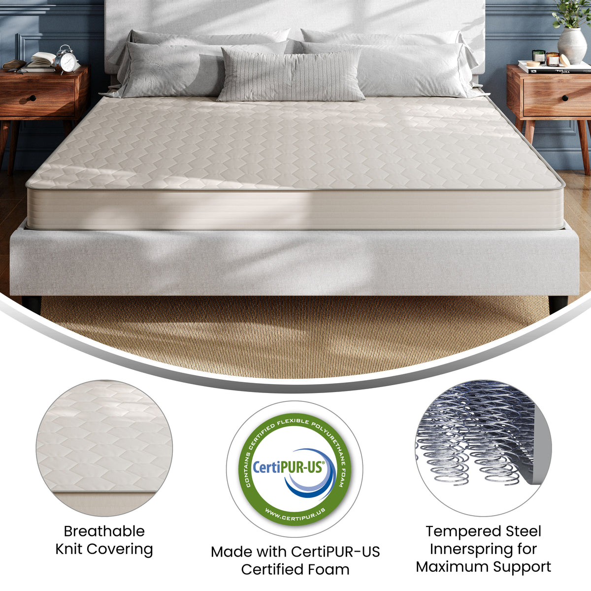 Dream 6 Inch Hybrid Mattress, High Density Foam and Innerspring Mattress in a Box, CertiPur-US Certified Foam