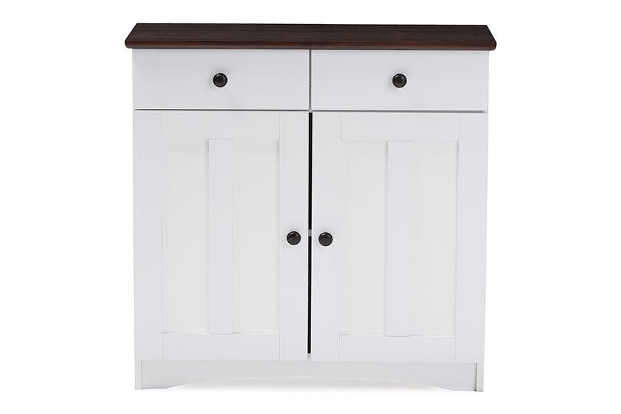 Lauren Modern and Contemporary Two-tone and Buffet Kitchen Cabinet with Two Doors and Two Drawers
