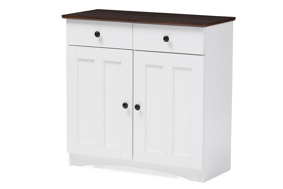 Lauren Modern and Contemporary Two-tone and Buffet Kitchen Cabinet with Two Doors and Two Drawers