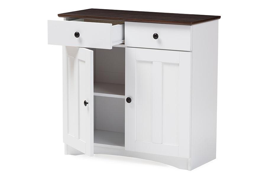 Lauren Modern and Contemporary Two-tone and Buffet Kitchen Cabinet with Two Doors and Two Drawers