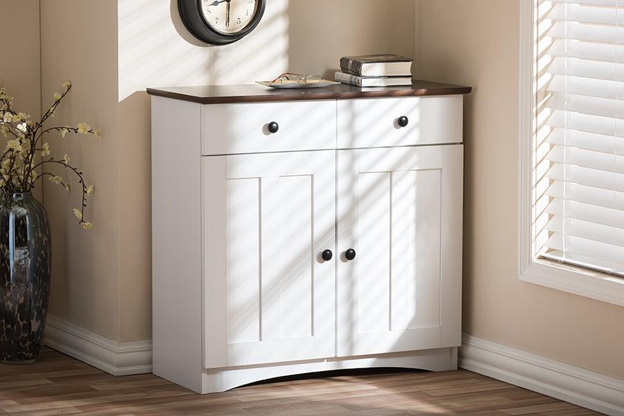 Lauren Modern and Contemporary Two-tone and Buffet Kitchen Cabinet with Two Doors and Two Drawers